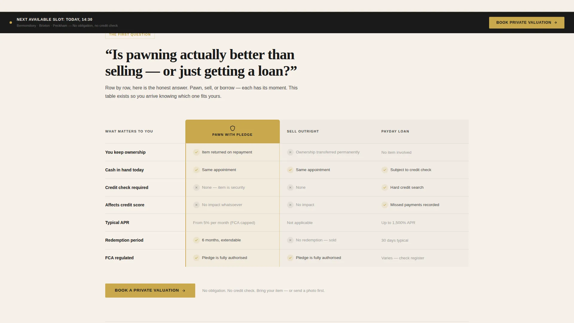 Pawnbroker Booking Landing Page Template