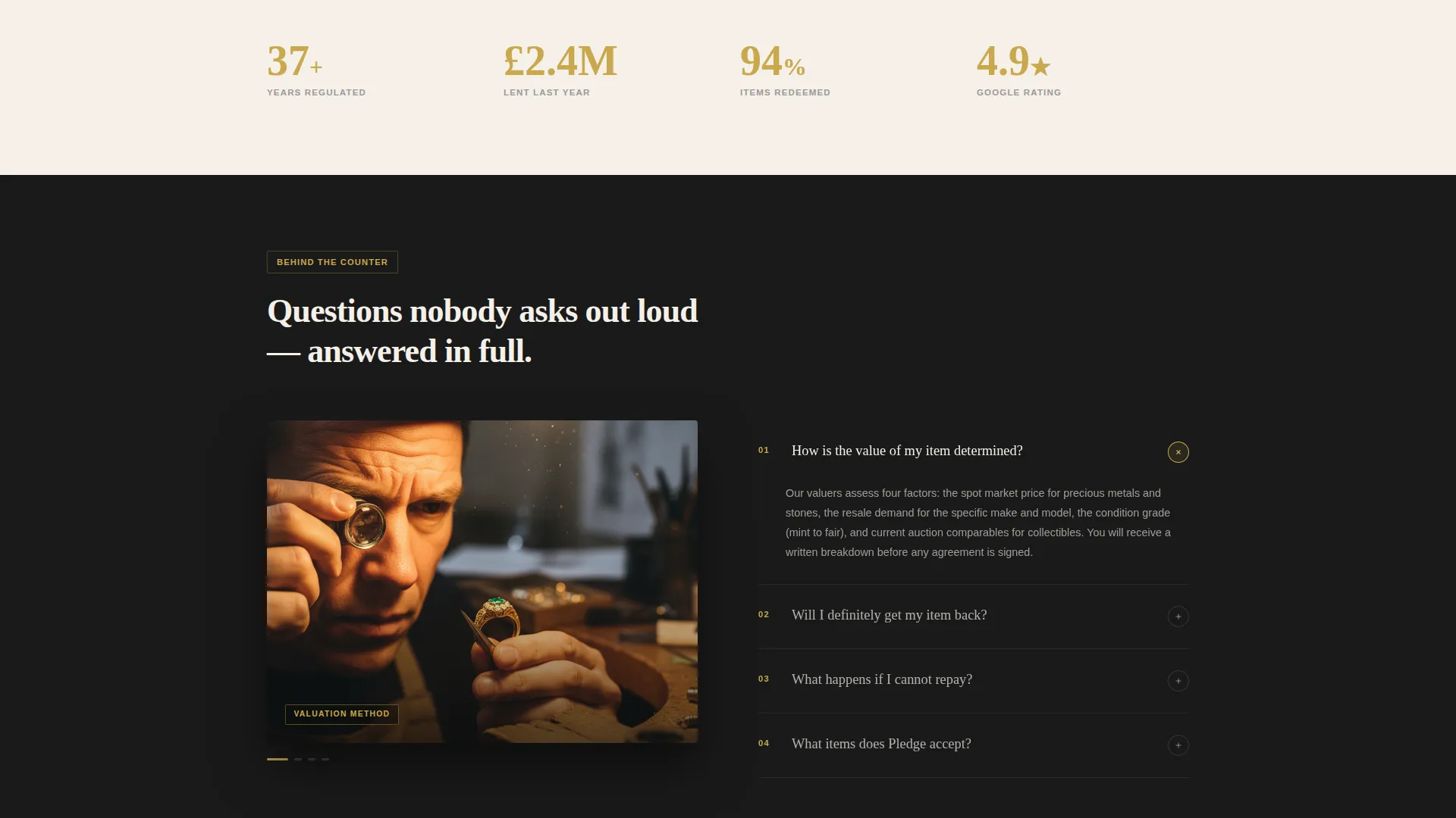 Pawnbroker Booking Landing Page Template