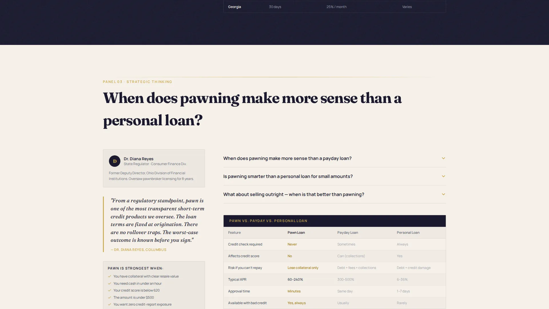 Pawnbroker Resource & FAQ Landing Page Template