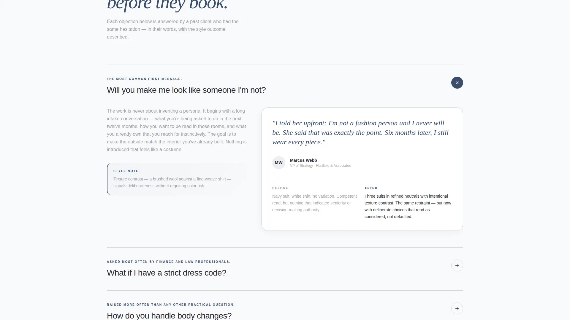 Personal Stylist Testimonials Landing Page Template