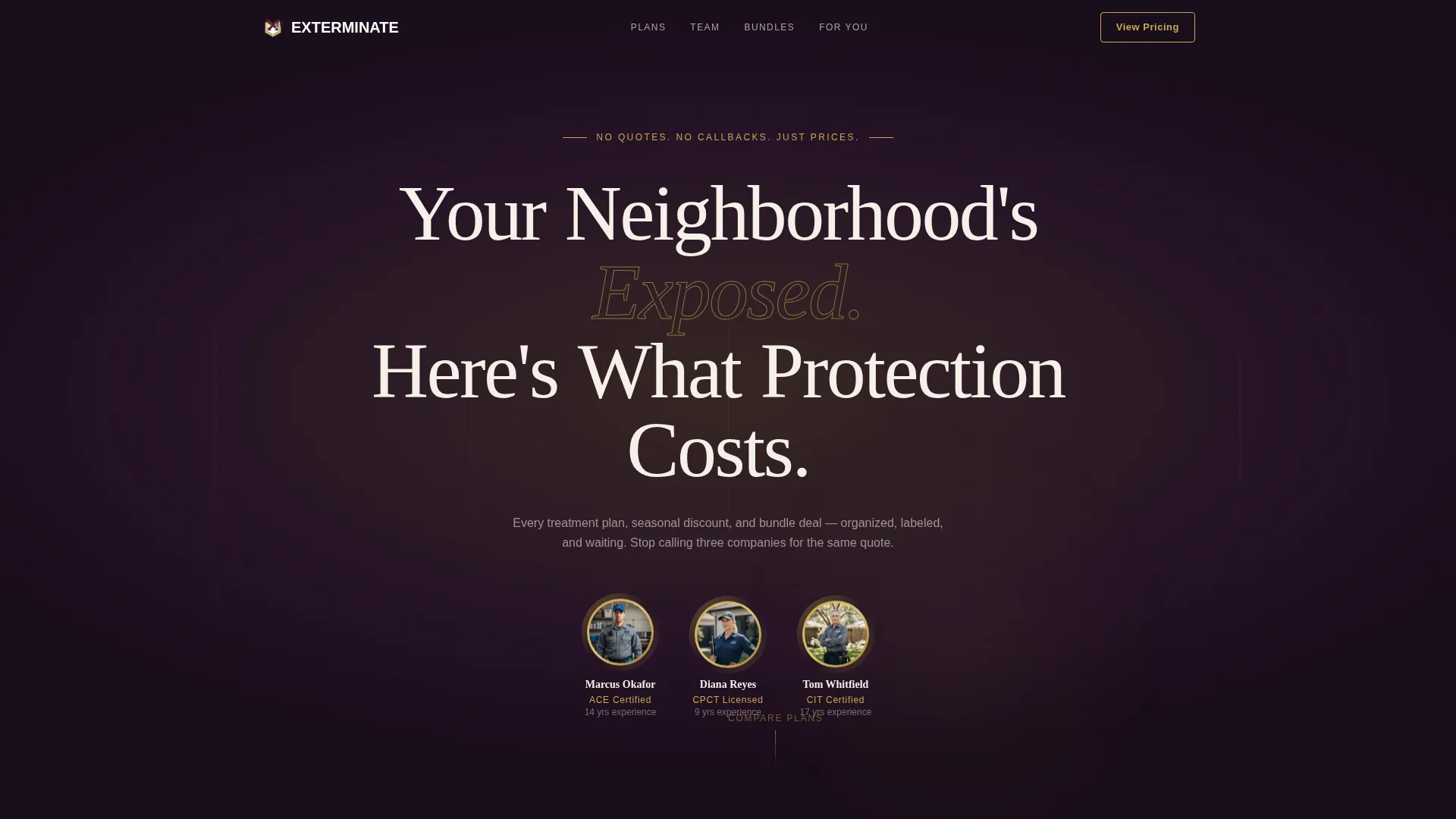 Pest Control Pricing & Discount Landing Page