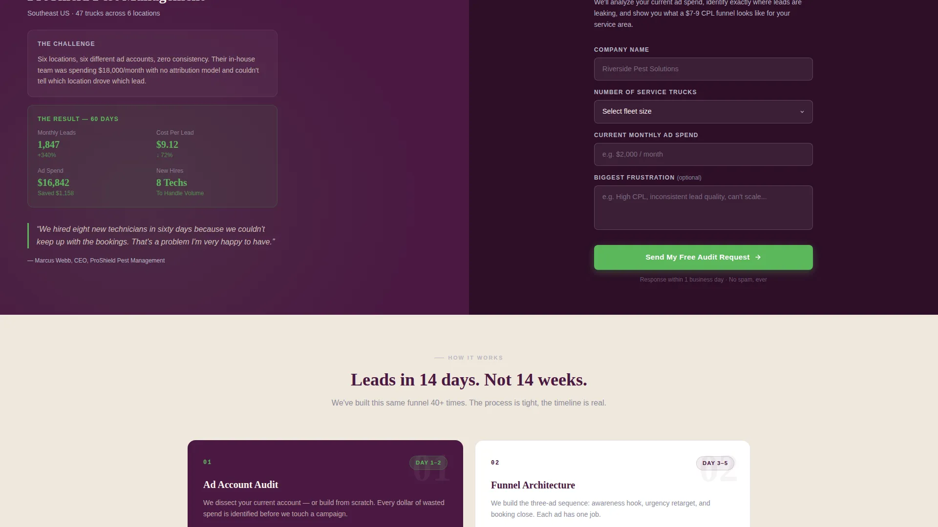 Pest Control Facebook Ads Landing Page Template