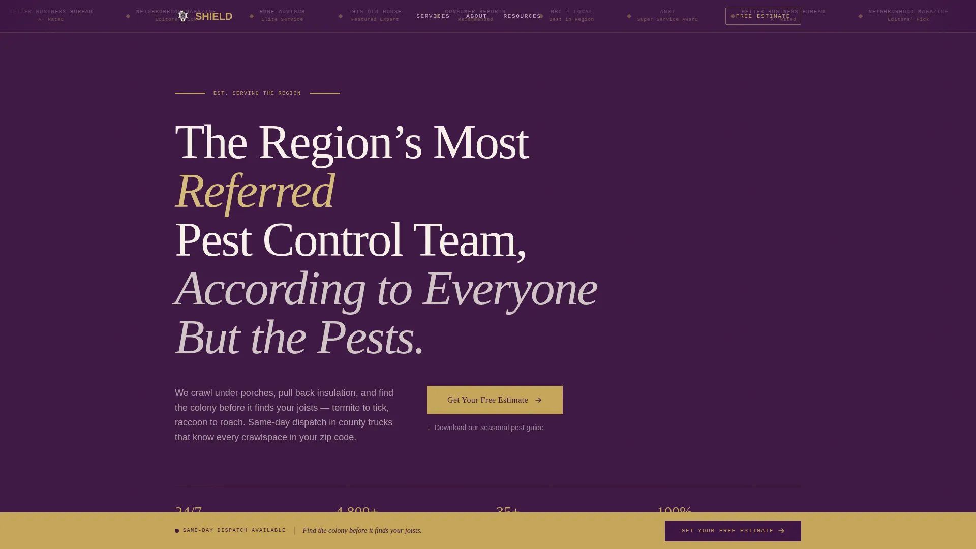 Pest Control Free Estimate Landing Page Template