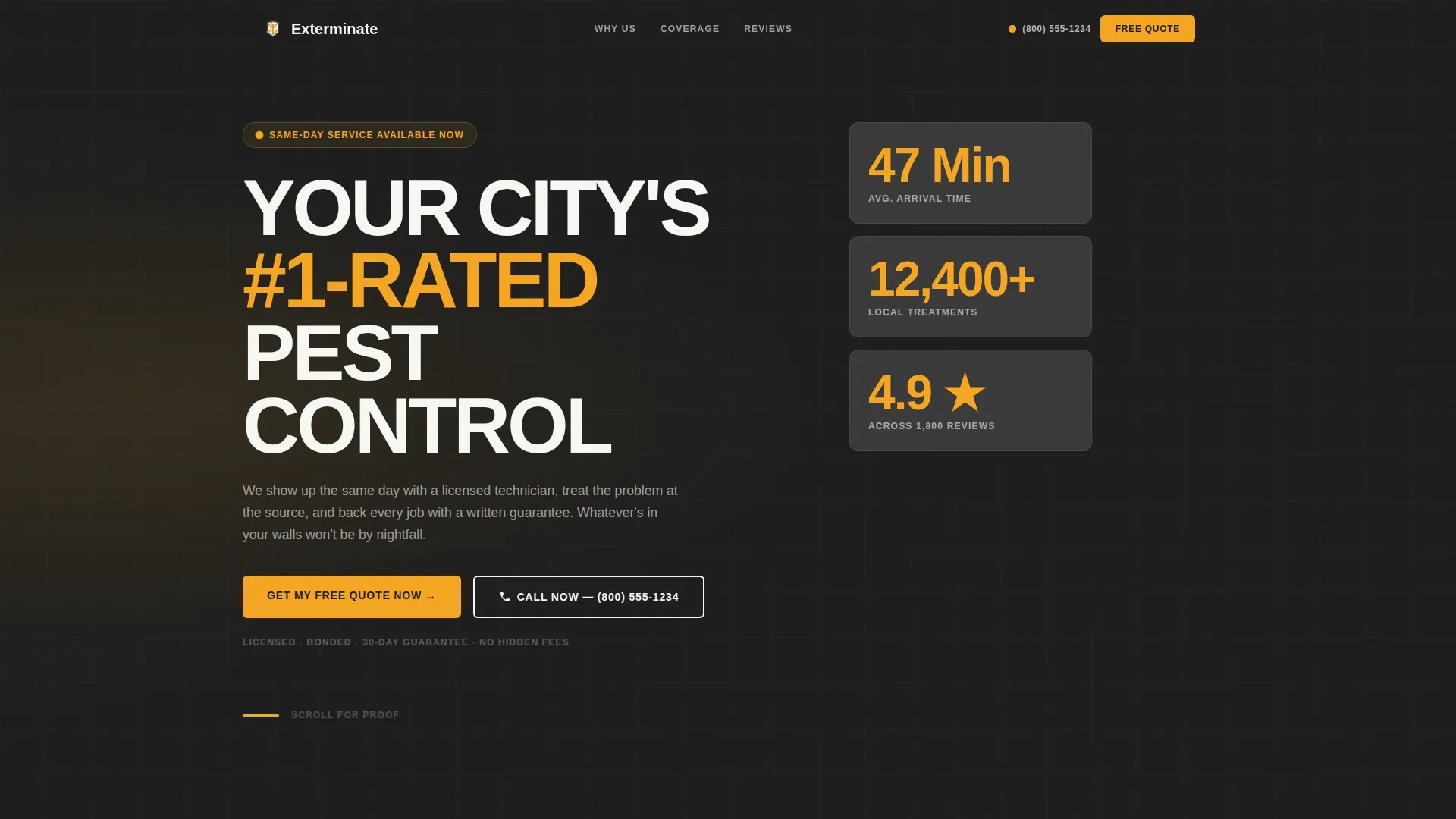 Pest Control Comparison Landing Page Template