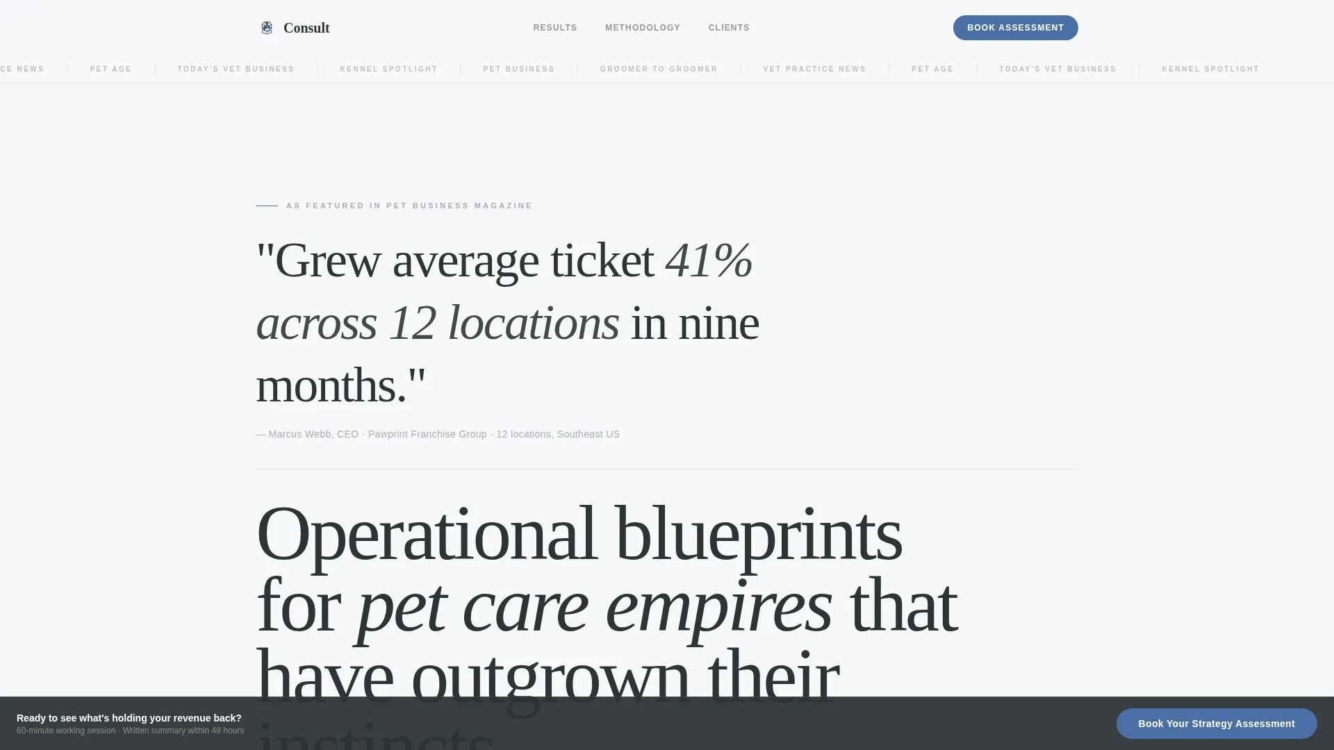 Pet Care Strategy Consultant Landing Page Template