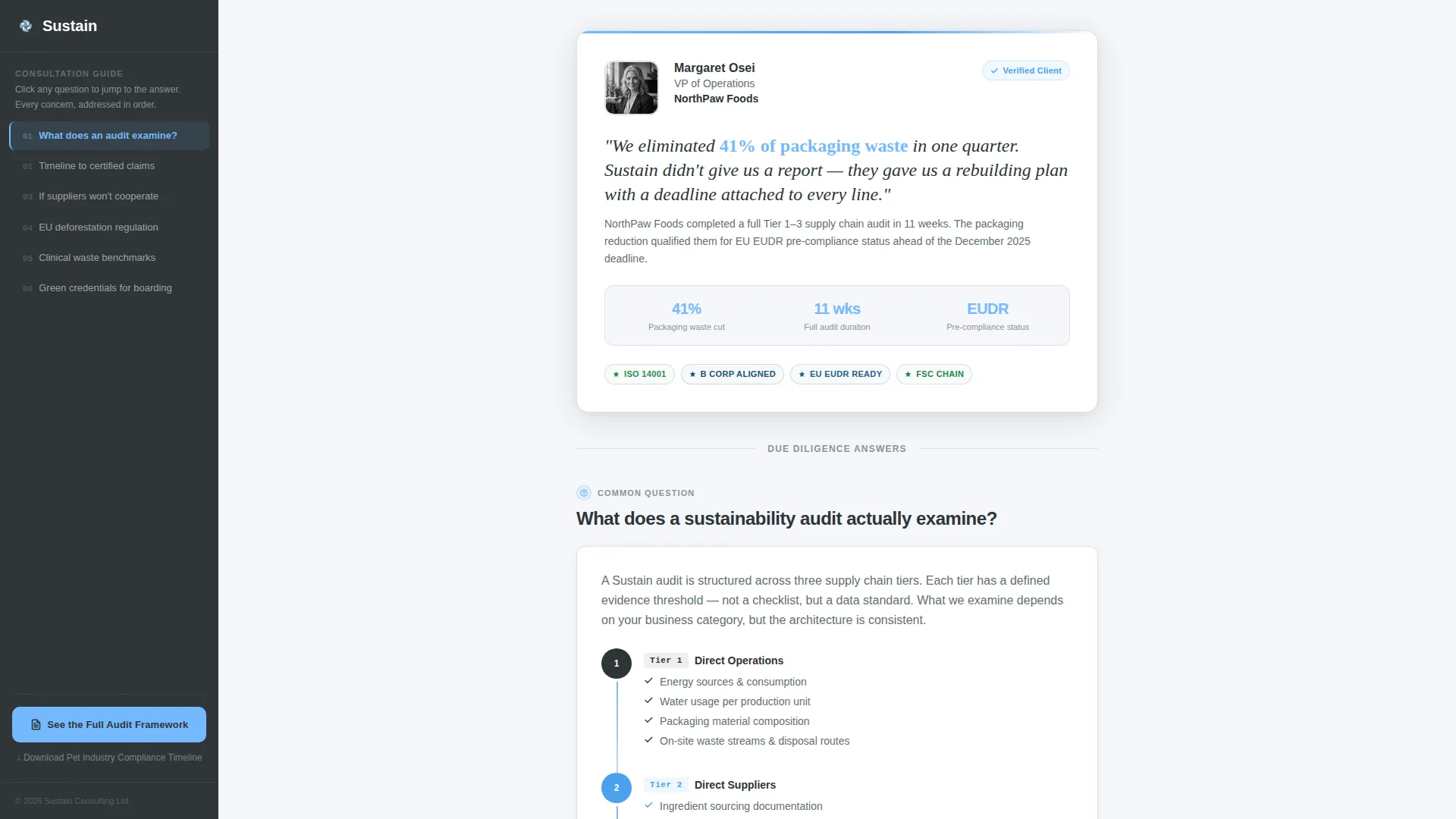 Pet Care Sustainability Consultant Landing Page
