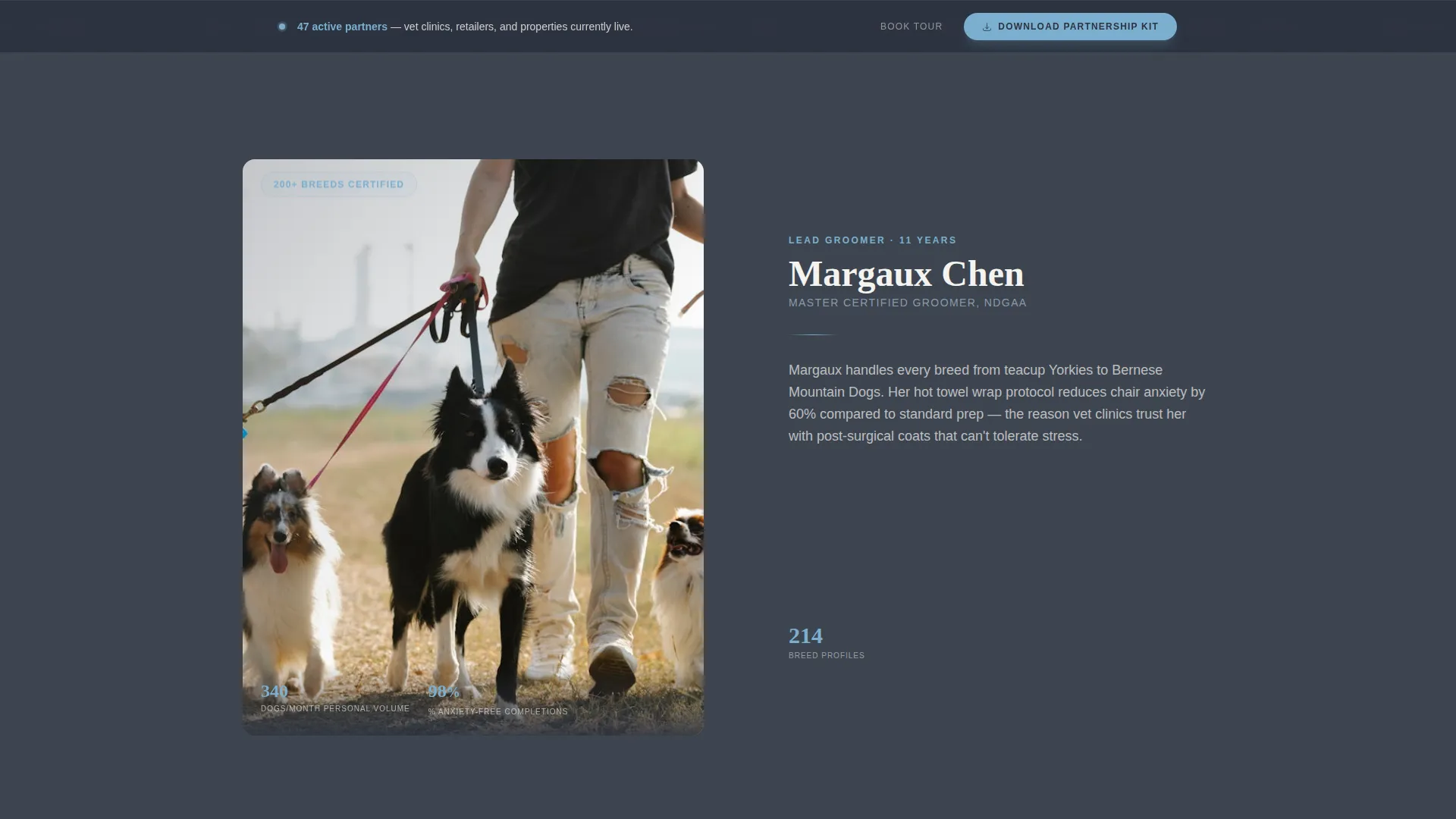 Executive Pet Groomer B2B Partnership Landing Page Template