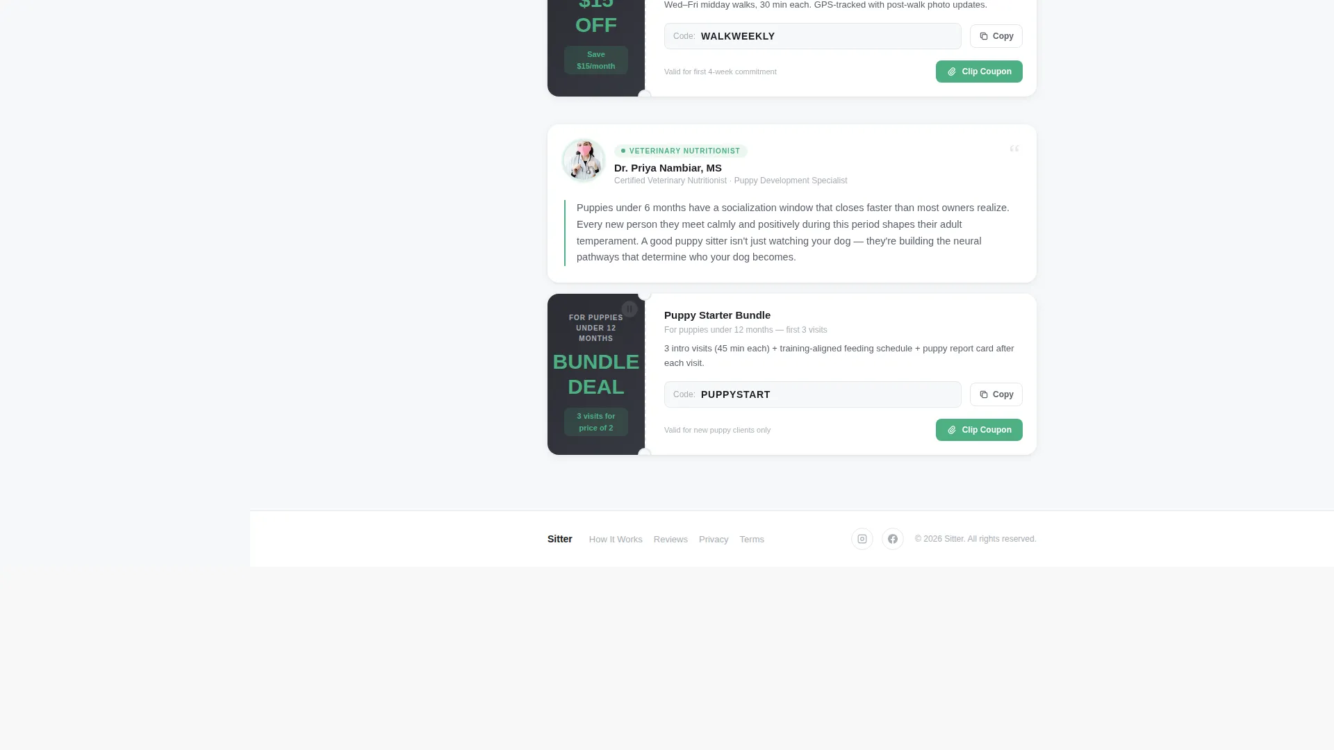 Pet Sitter Coupon & Discount Landing Page Template