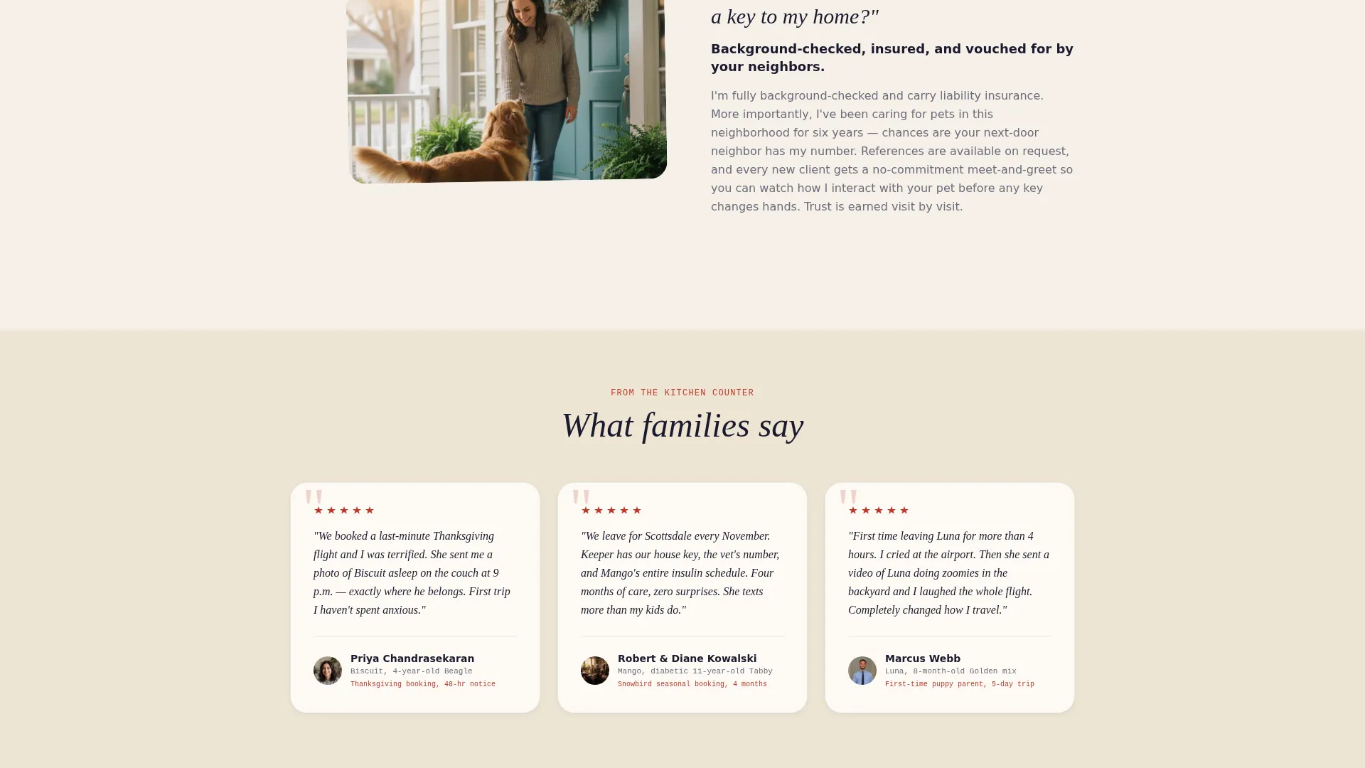Pet Sitter Seasonal Booking Landing Page Template