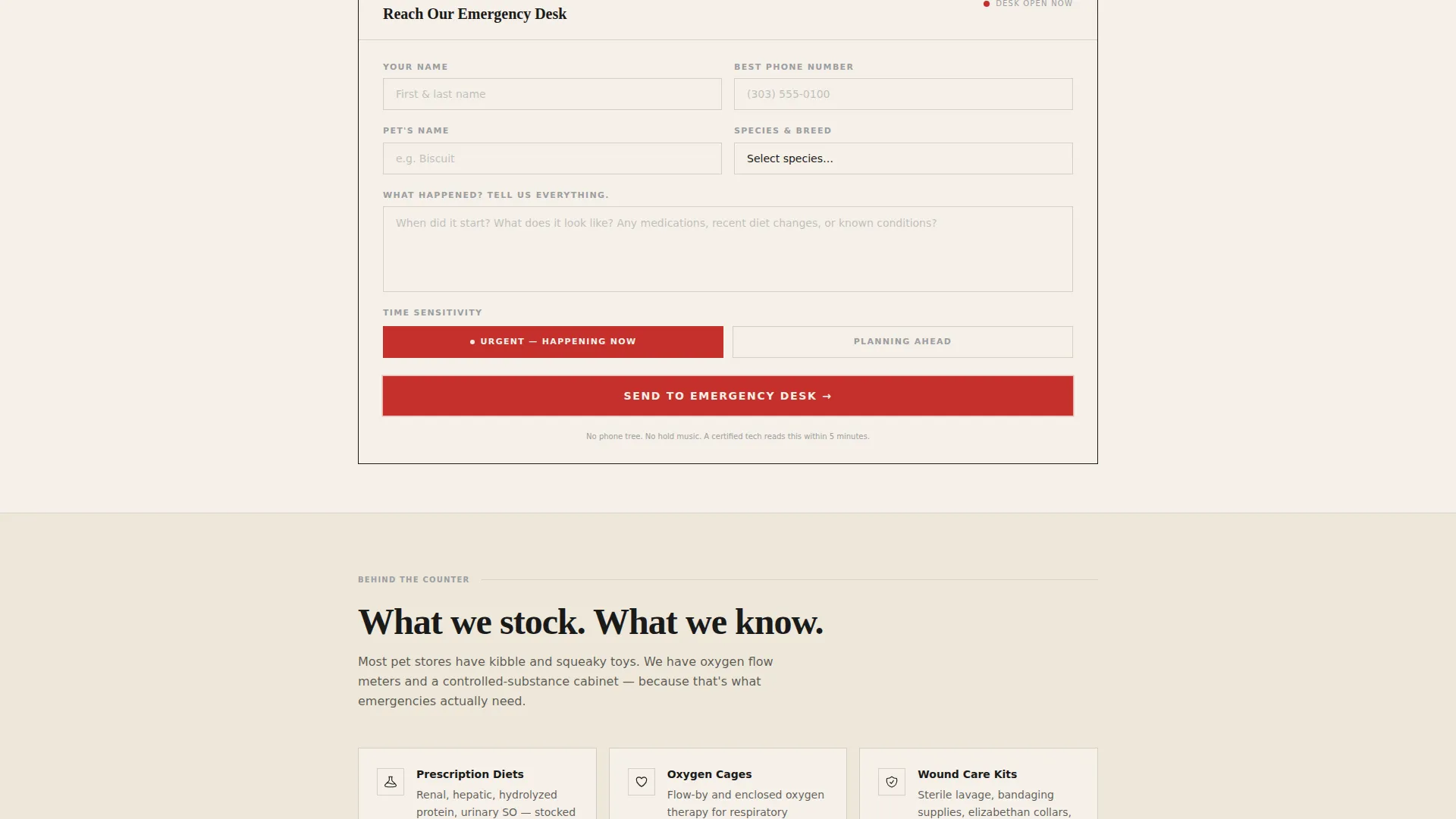 Emergency Petcare Landing Page Template
