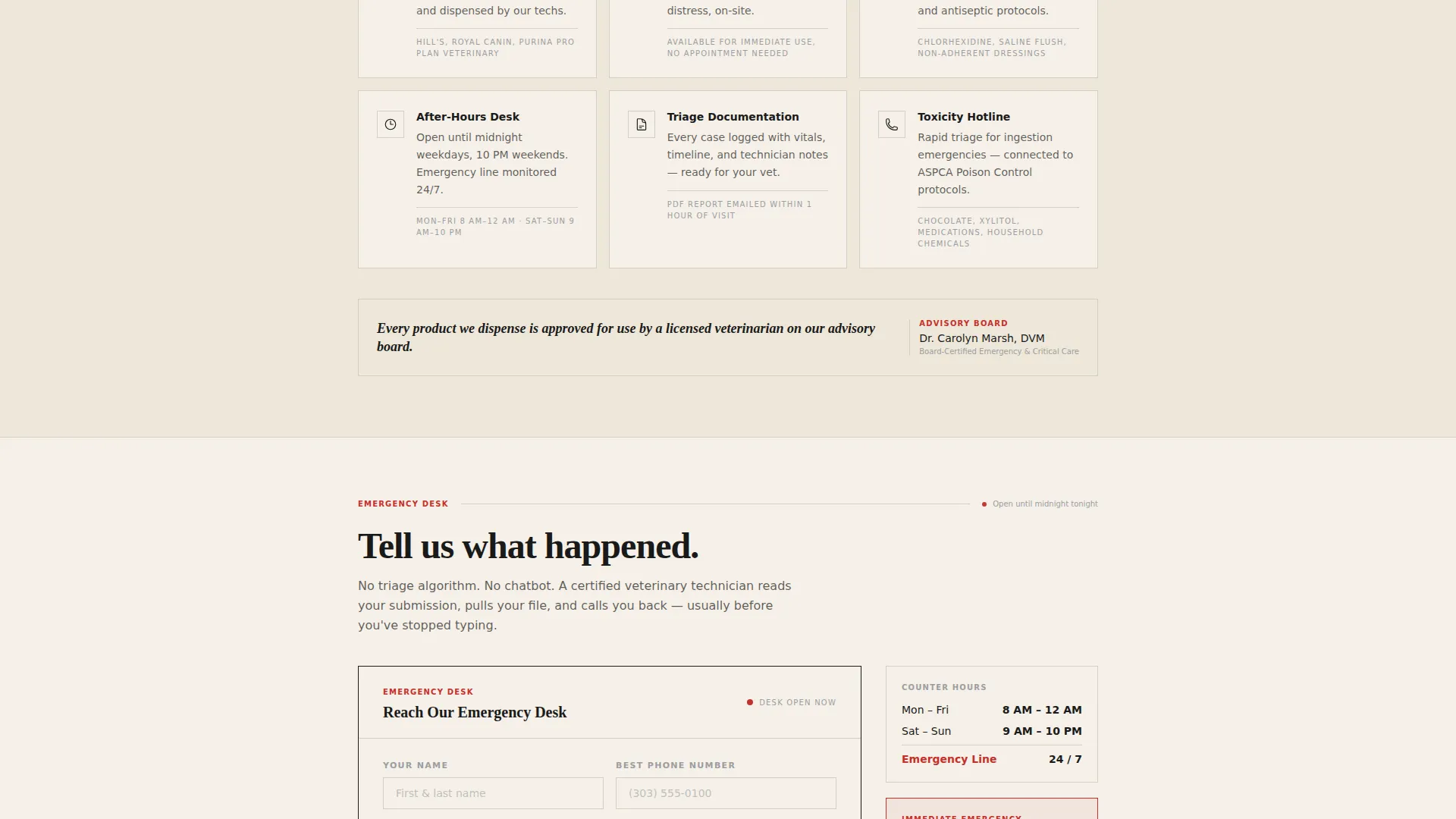 Emergency Petcare Landing Page Template