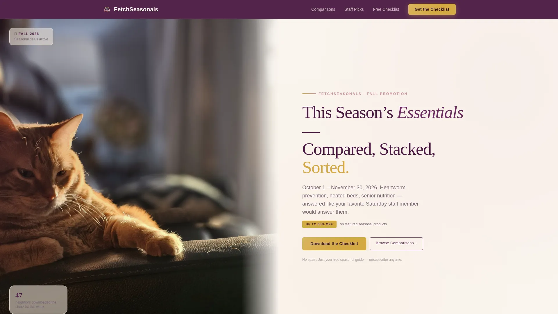 Seasonal Pet Store Comparison Landing Page Template