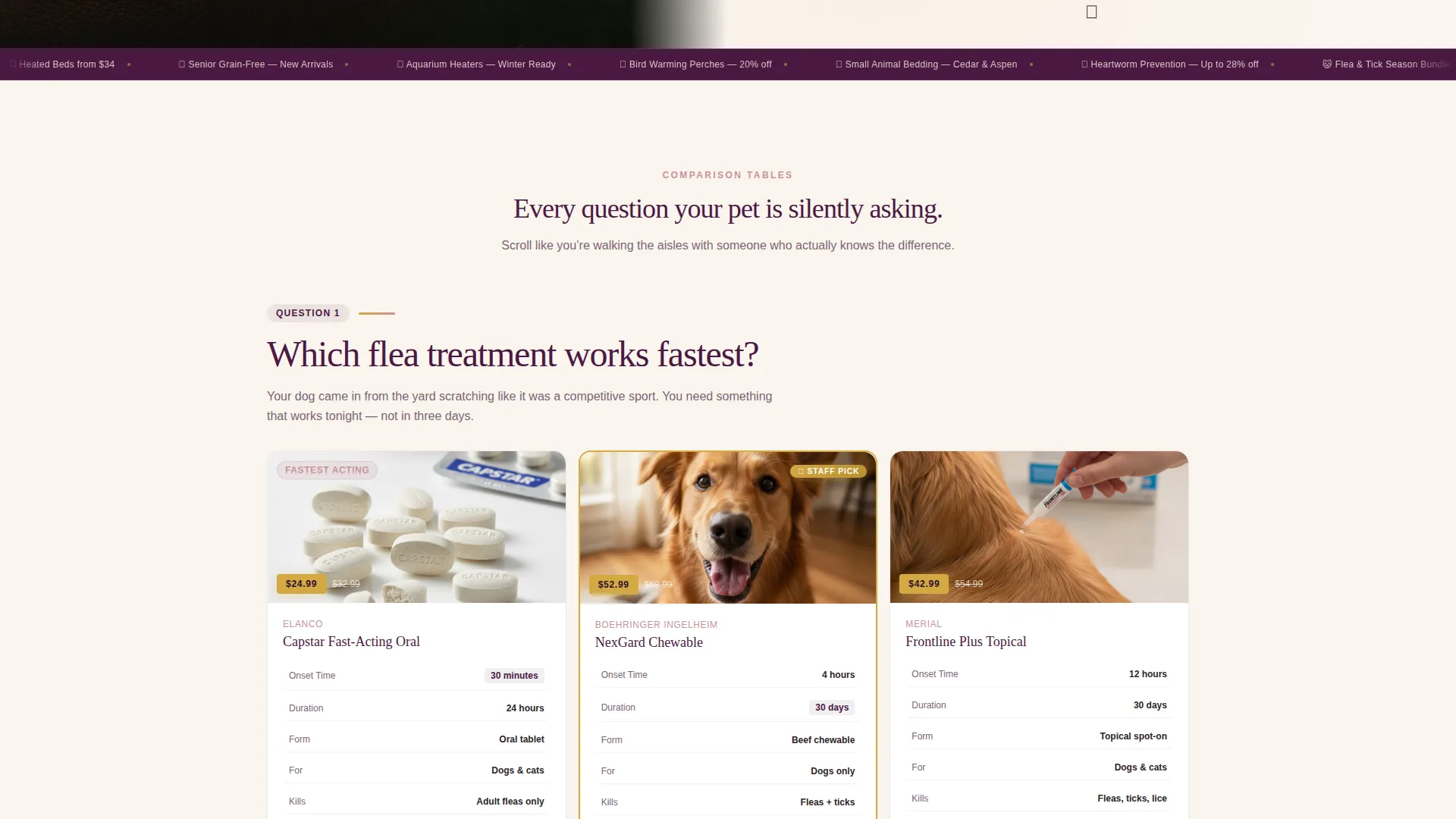 Seasonal Pet Store Comparison Landing Page Template