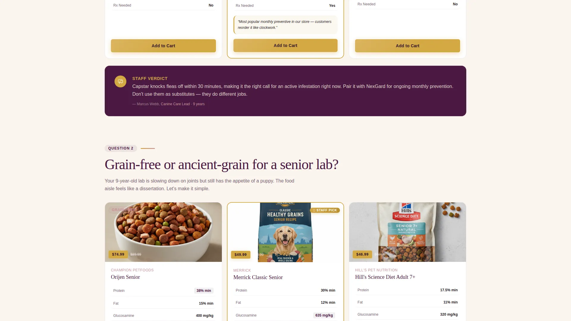 Seasonal Pet Store Comparison Landing Page Template