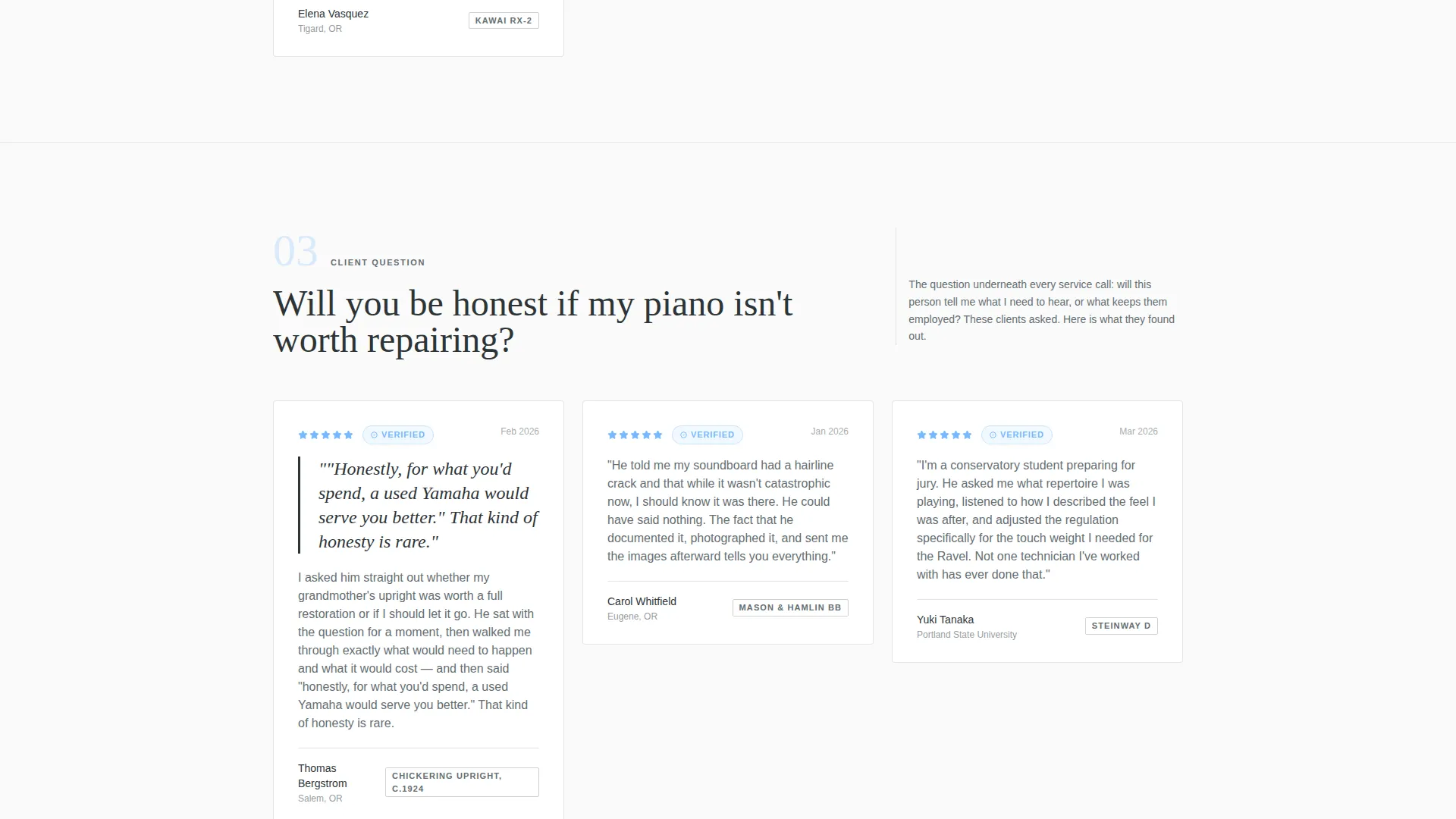 Piano Tuner Review Landing Page Template