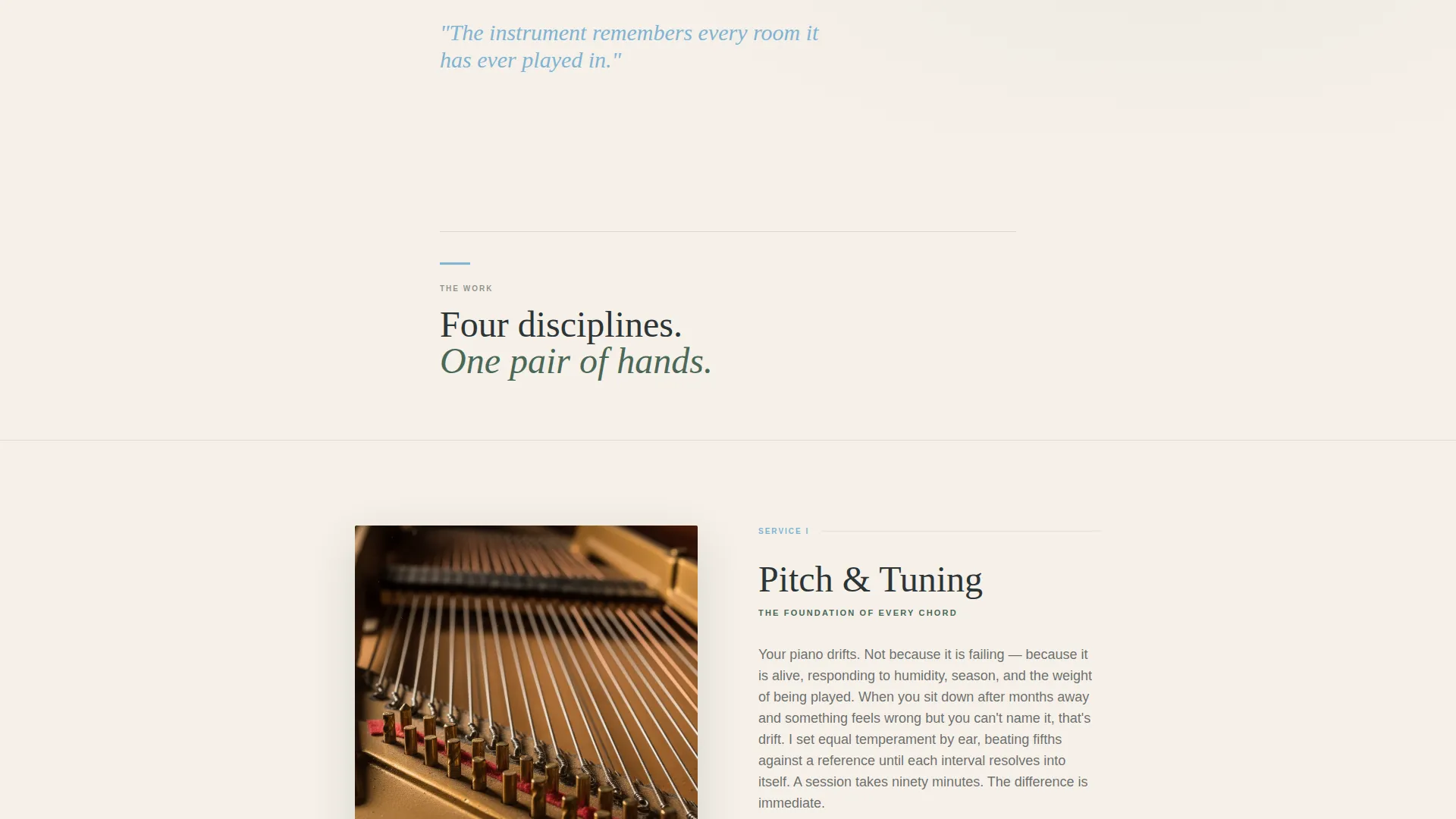 Piano Technician Quote Request Landing Page