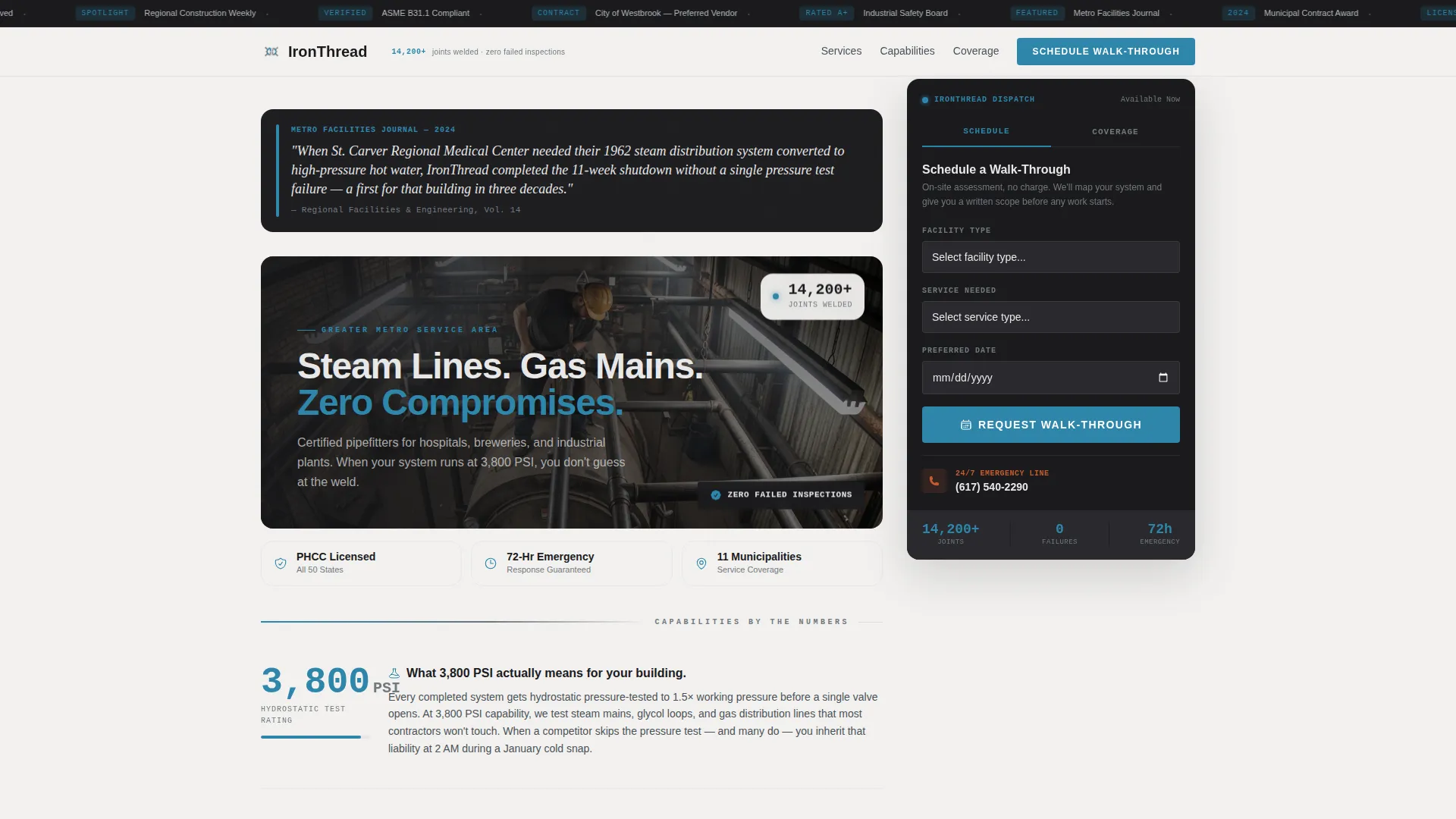 Pipefitter Landing Page Template | Stats-First Design