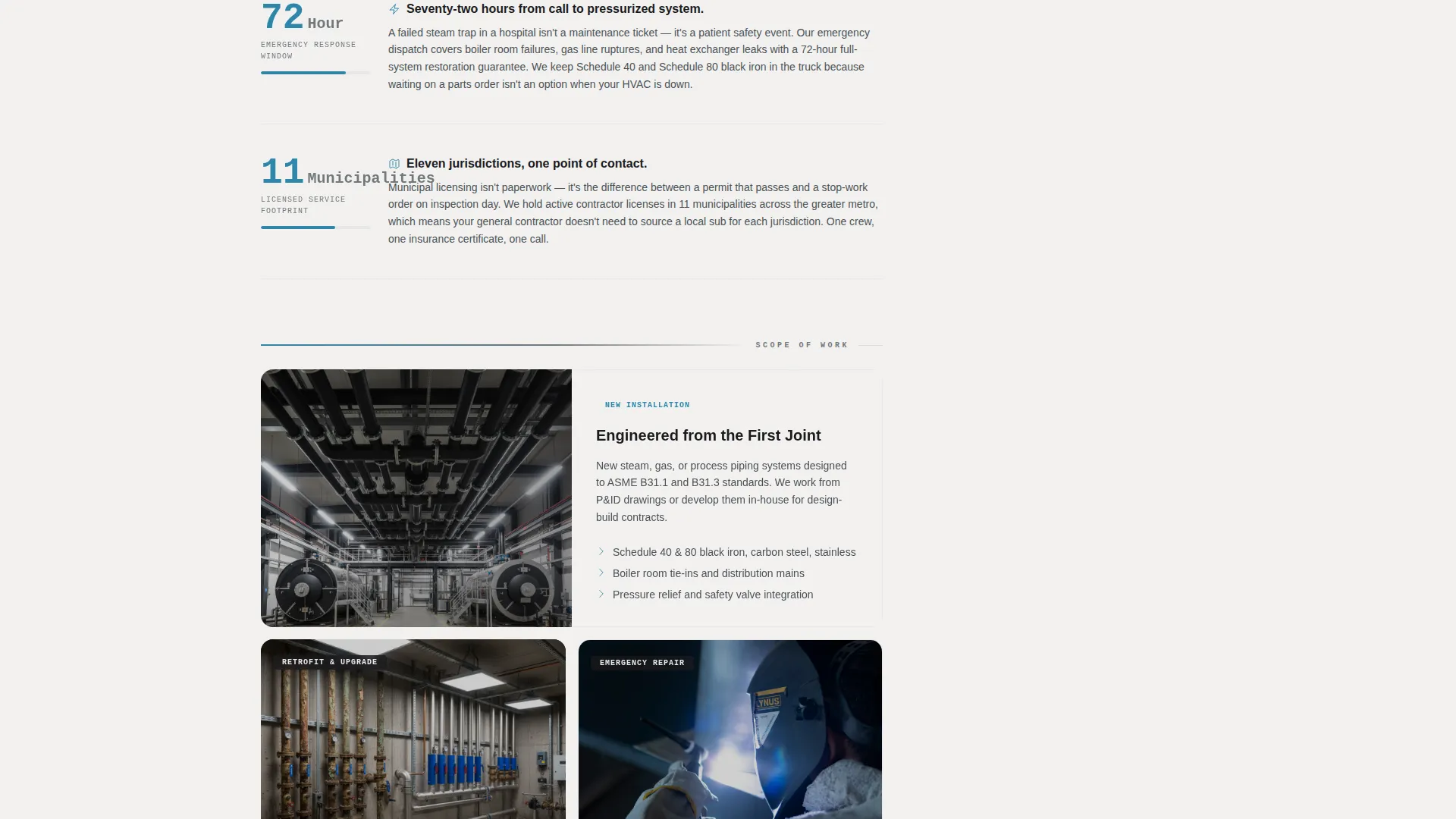 Pipefitter Landing Page Template | Stats-First Design