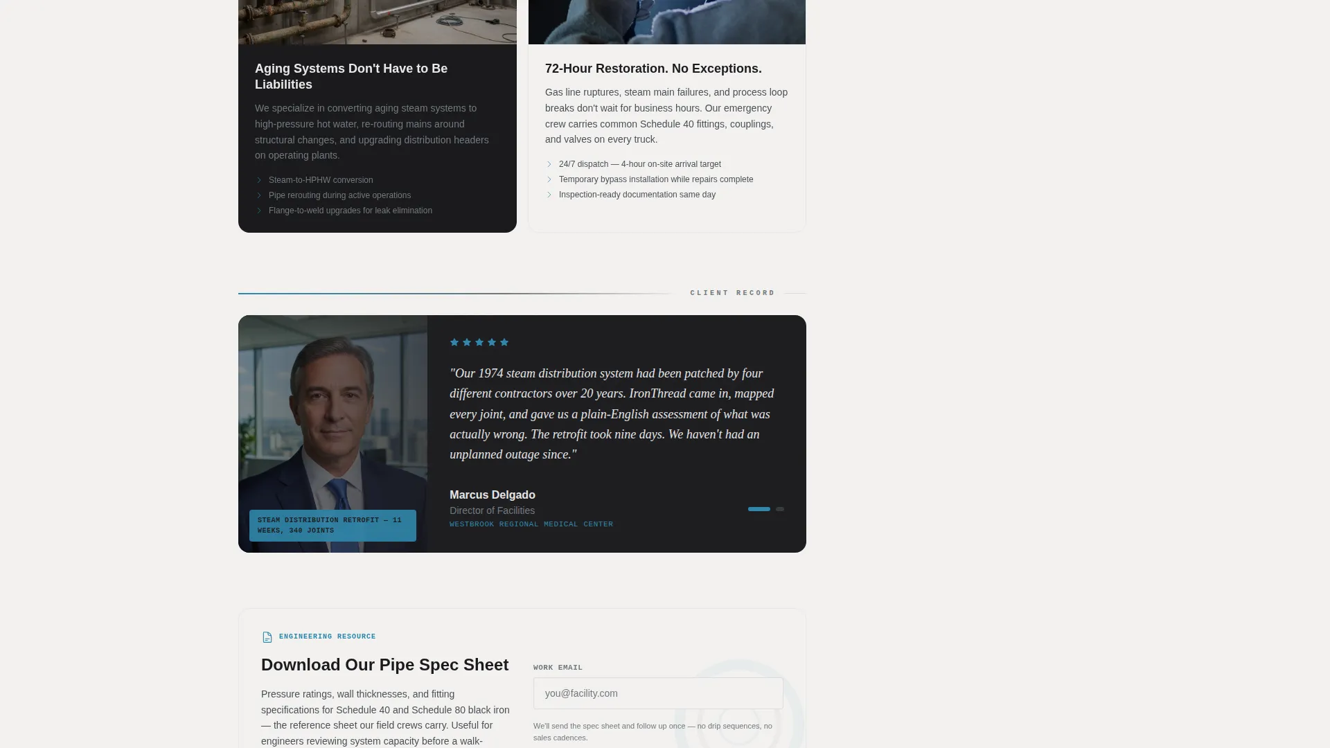 Pipefitter Landing Page Template | Stats-First Design