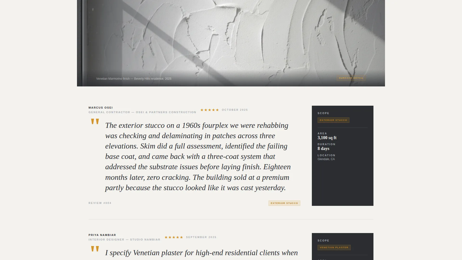 Plasterer & Stucco Worker Review Landing Page Template