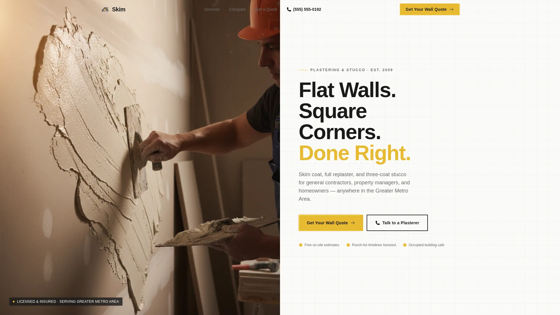 Plastering & Stucco Landing Page Template