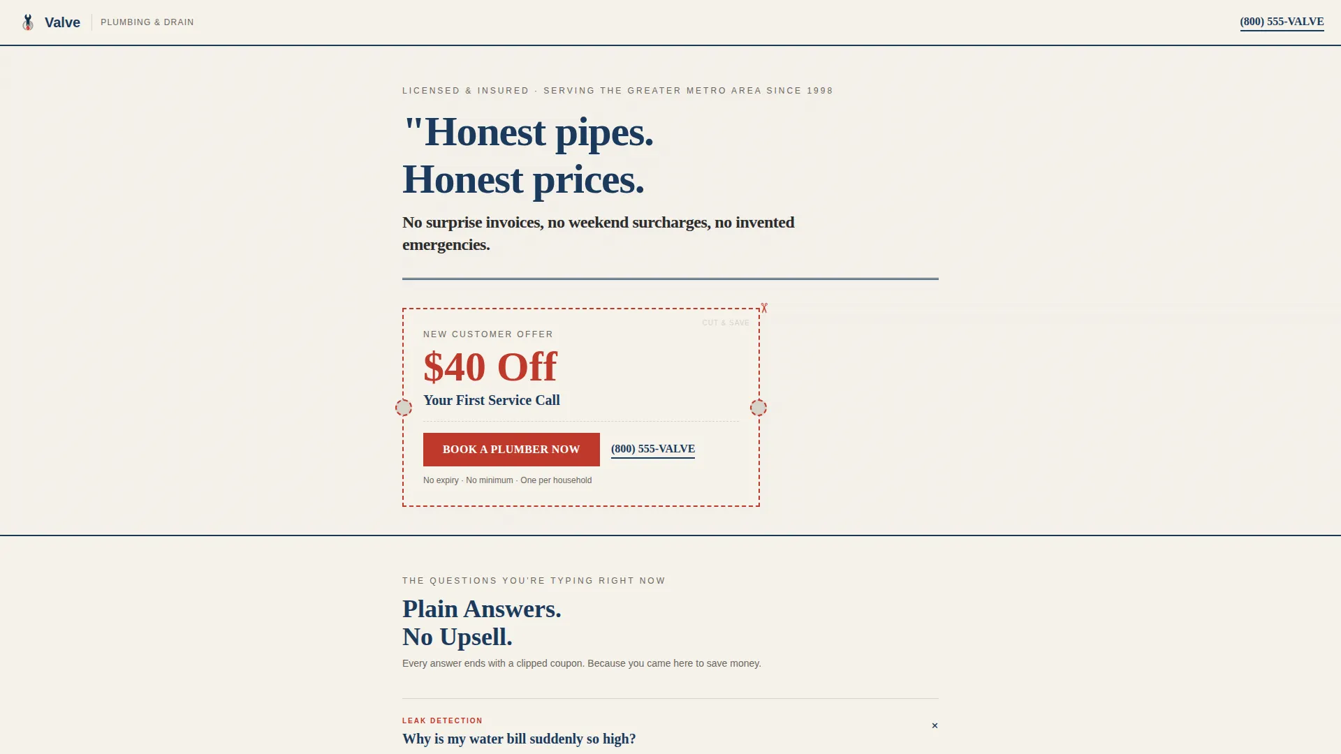 Plumber Coupon & Discount Landing Page Template