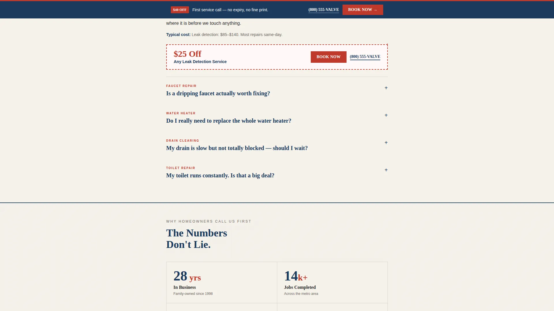 Plumber Coupon & Discount Landing Page Template