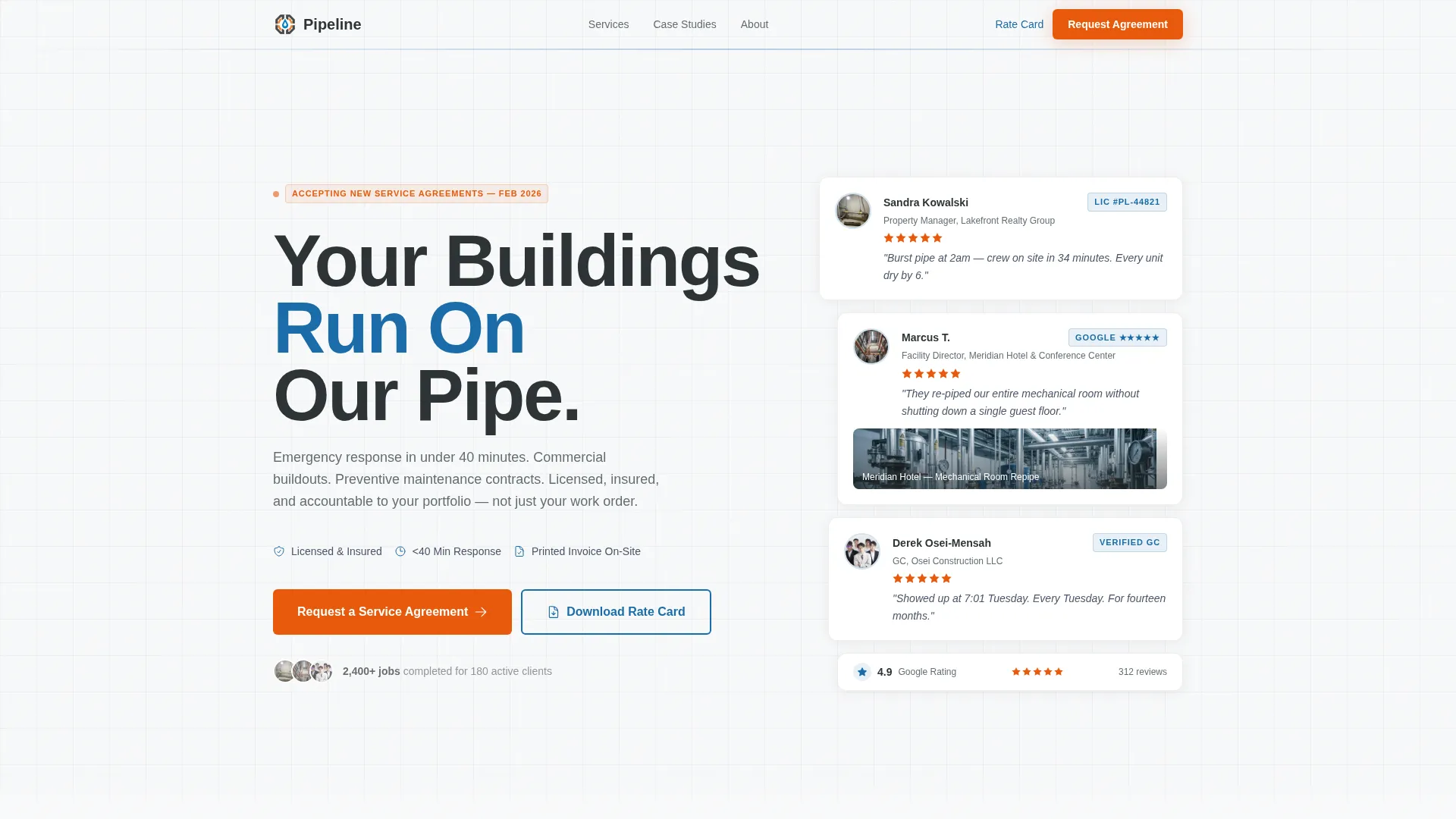 Commercial Plumbing Landing Page Template