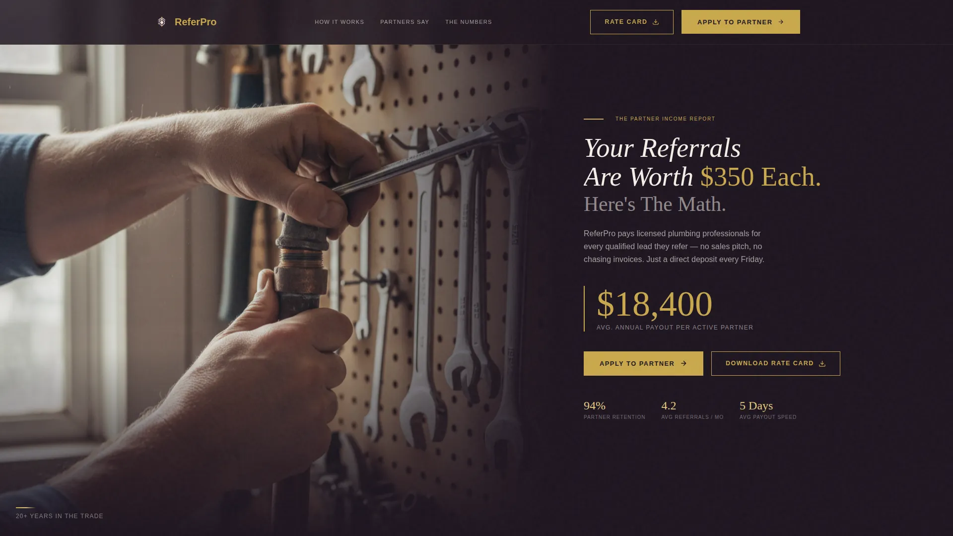 Referral Program Landing Page Template for Trade Partners