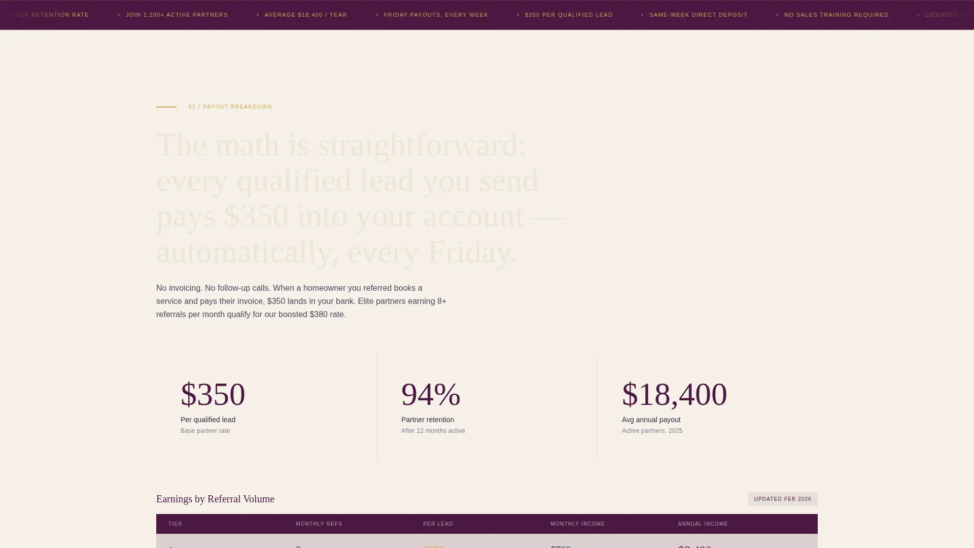 Referral Program Landing Page Template for Trade Partners