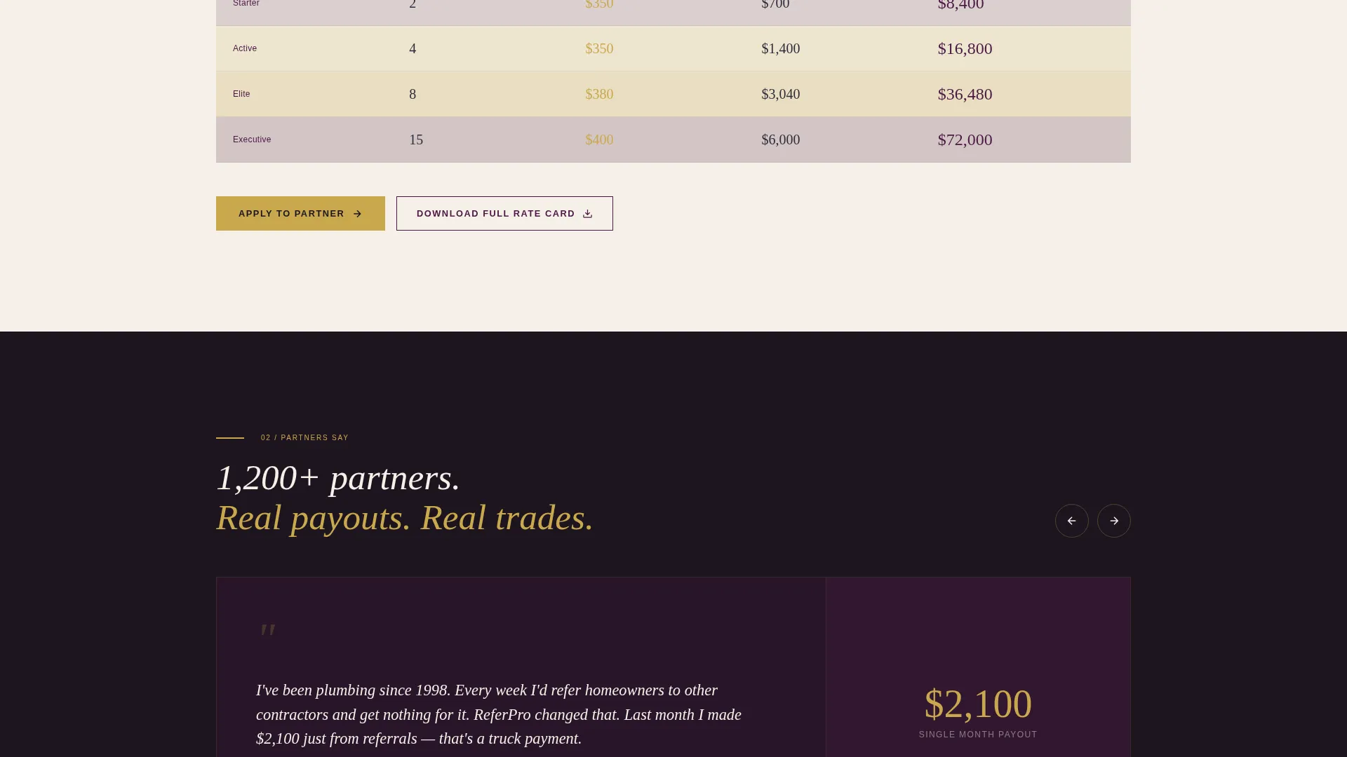 Referral Program Landing Page Template for Trade Partners