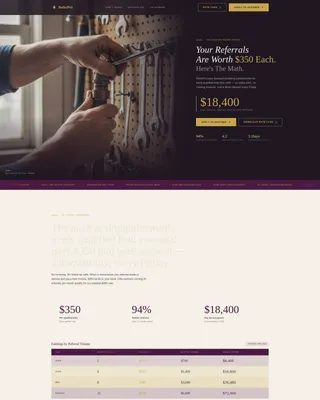 Referral Program Landing Page Template for Trade Partners