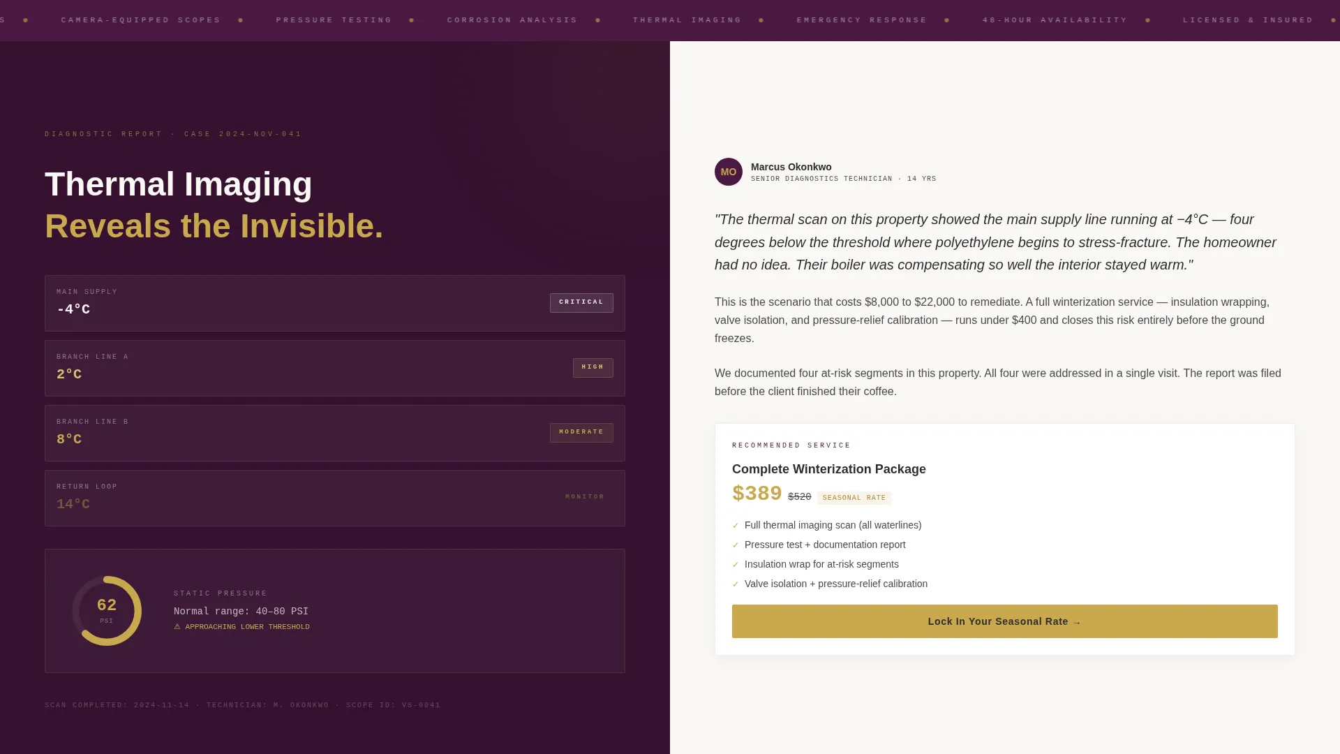Plumber Seasonal Promotion Landing Page Template