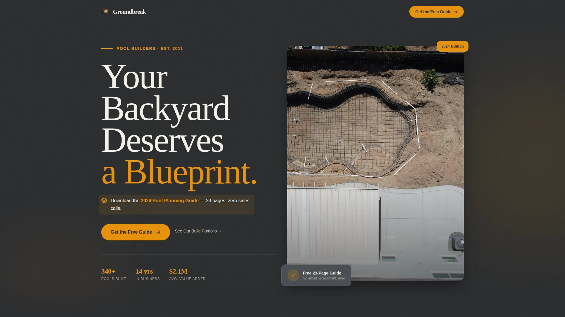 Pool Builder Landing Page Template