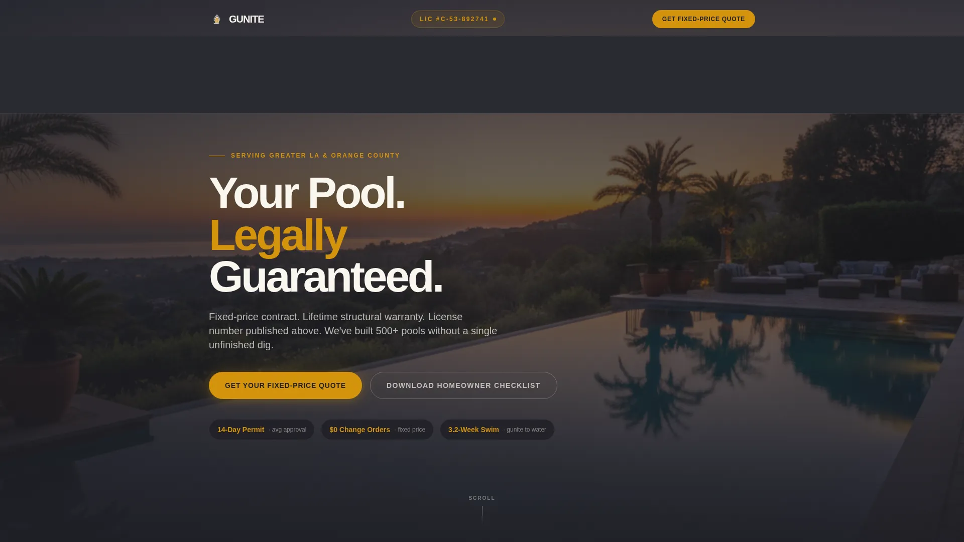 Pool Builder Landing Page Template for Google Ads