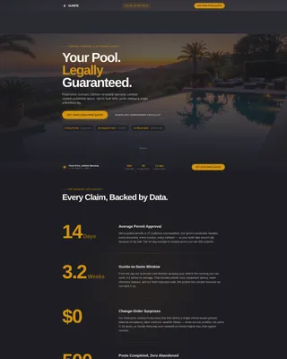 Pool Builder Landing Page Template for Google Ads