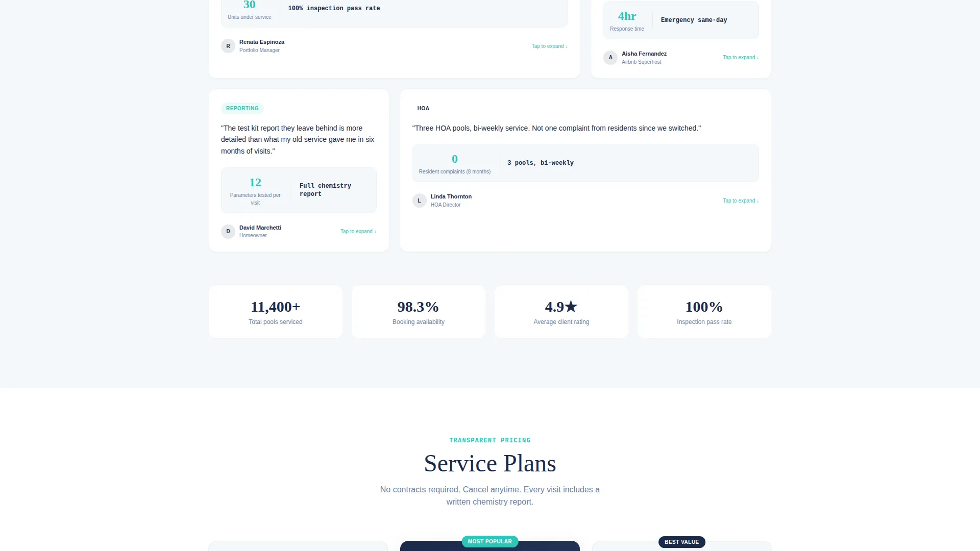 Pool Technician Booking Landing Page Template