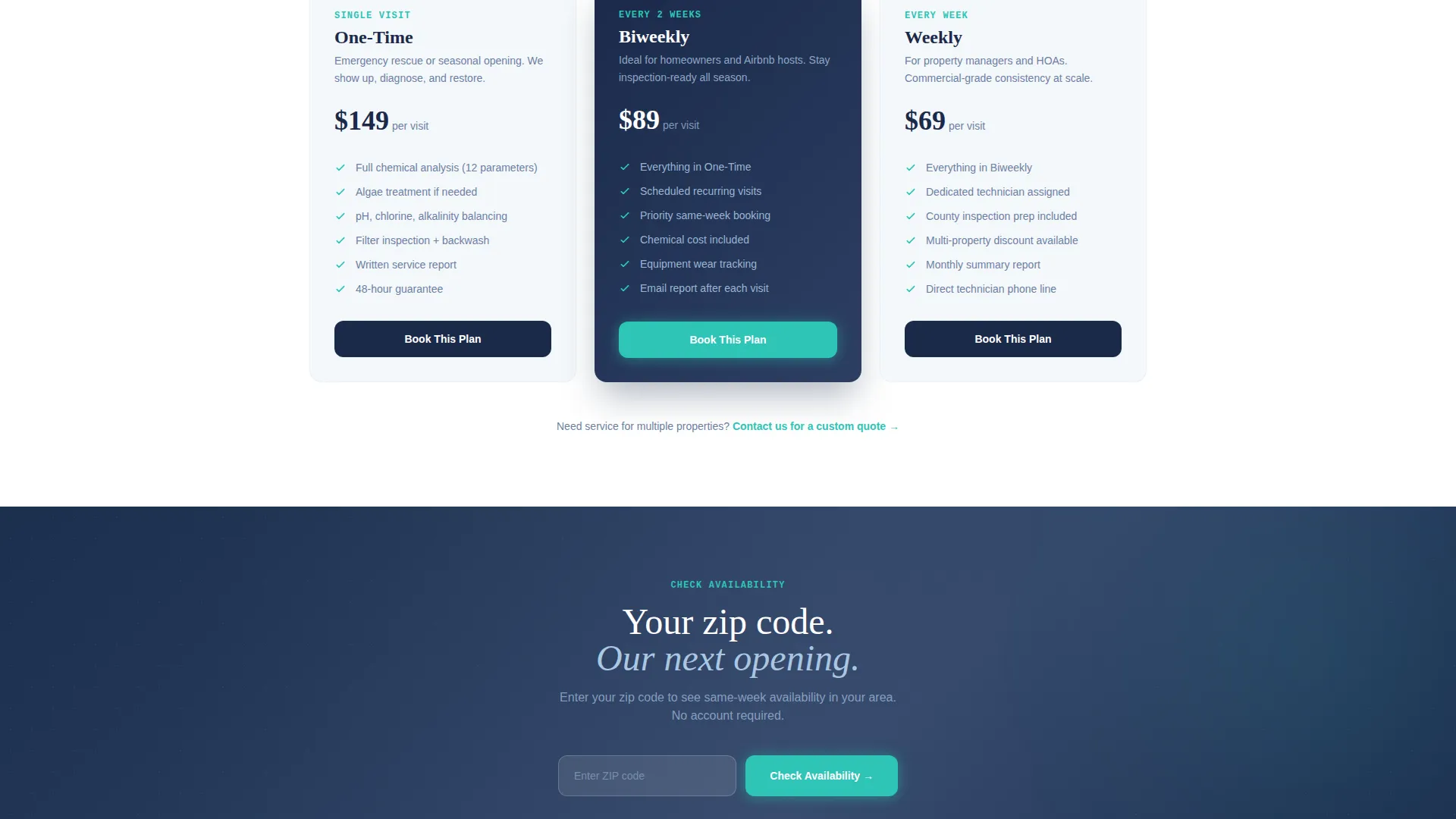 Pool Technician Booking Landing Page Template