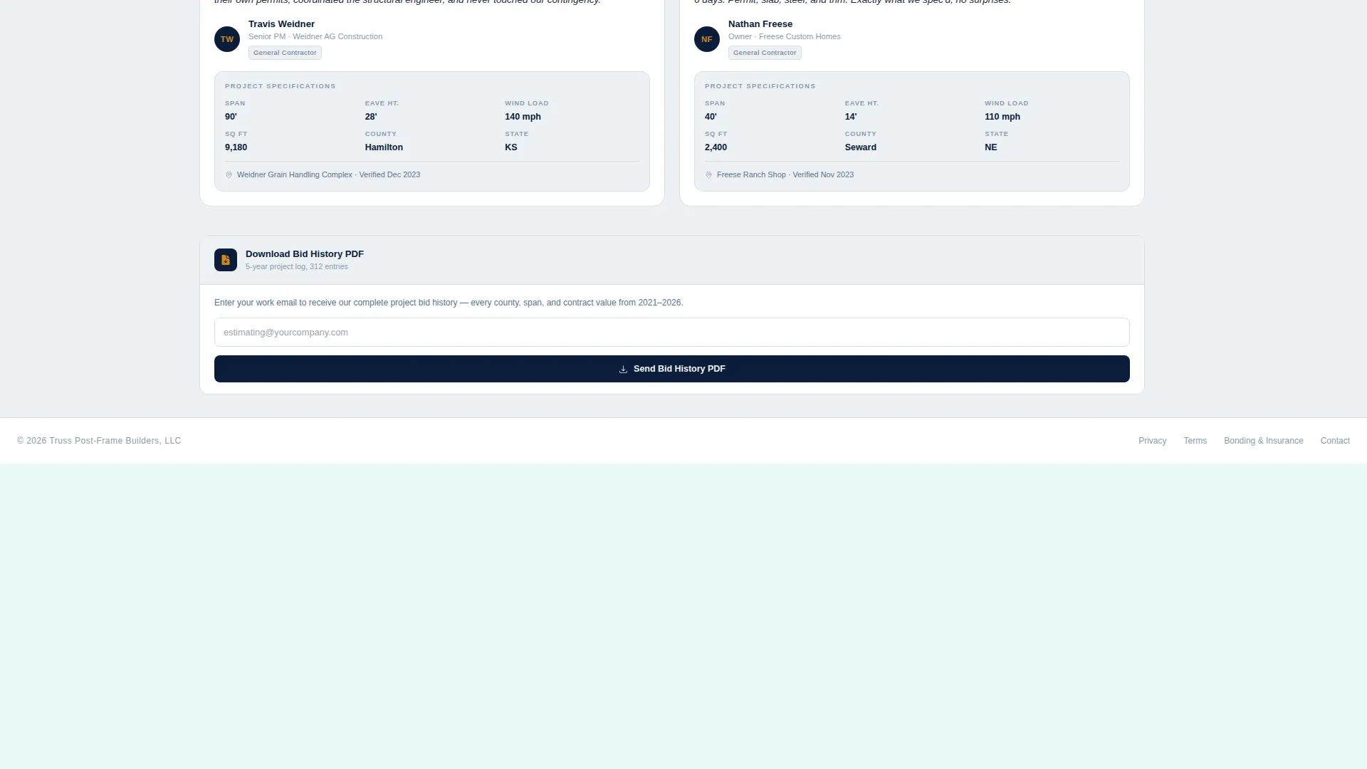 Post-Frame Builder Sidebar Review Landing Page