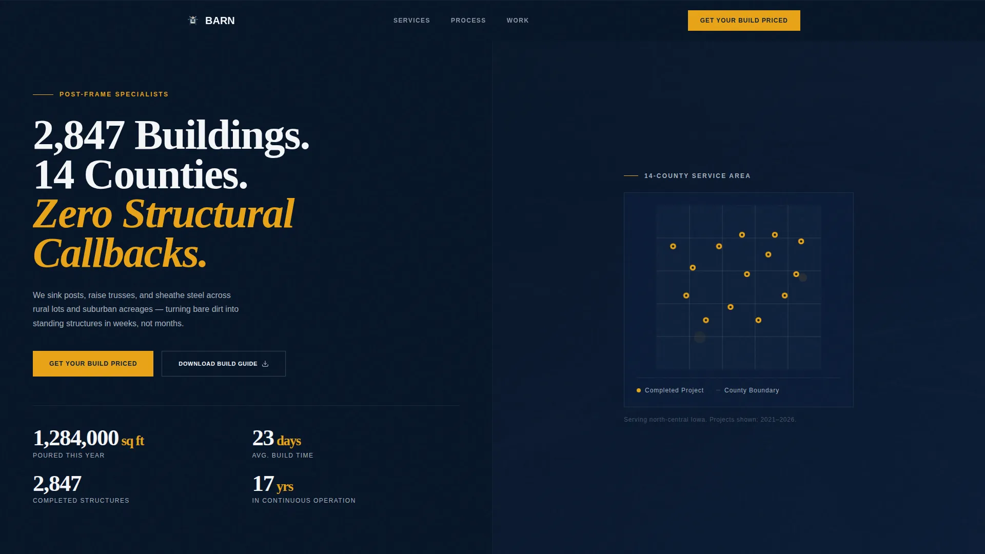 Post-Frame Builder Landing Page Template