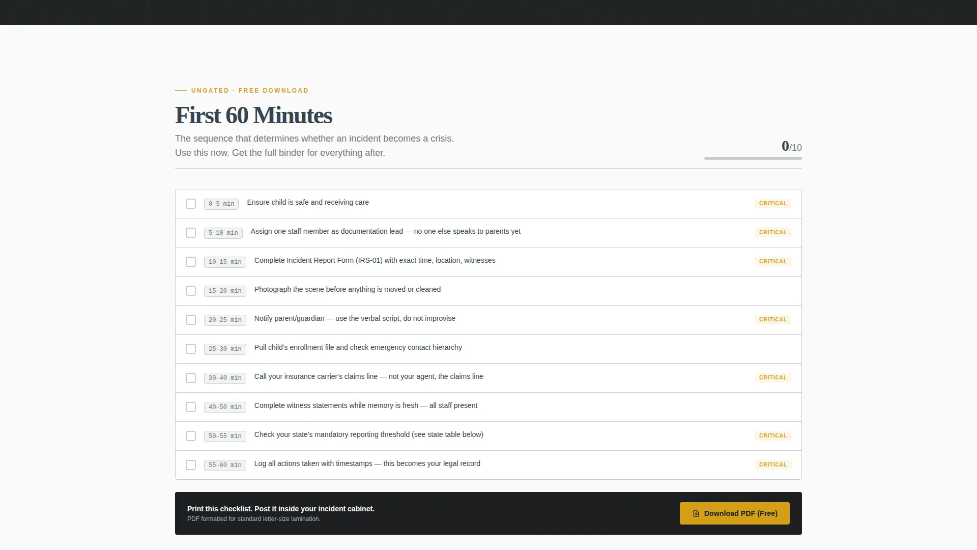 Preschool Crisis Resource Landing Page Template