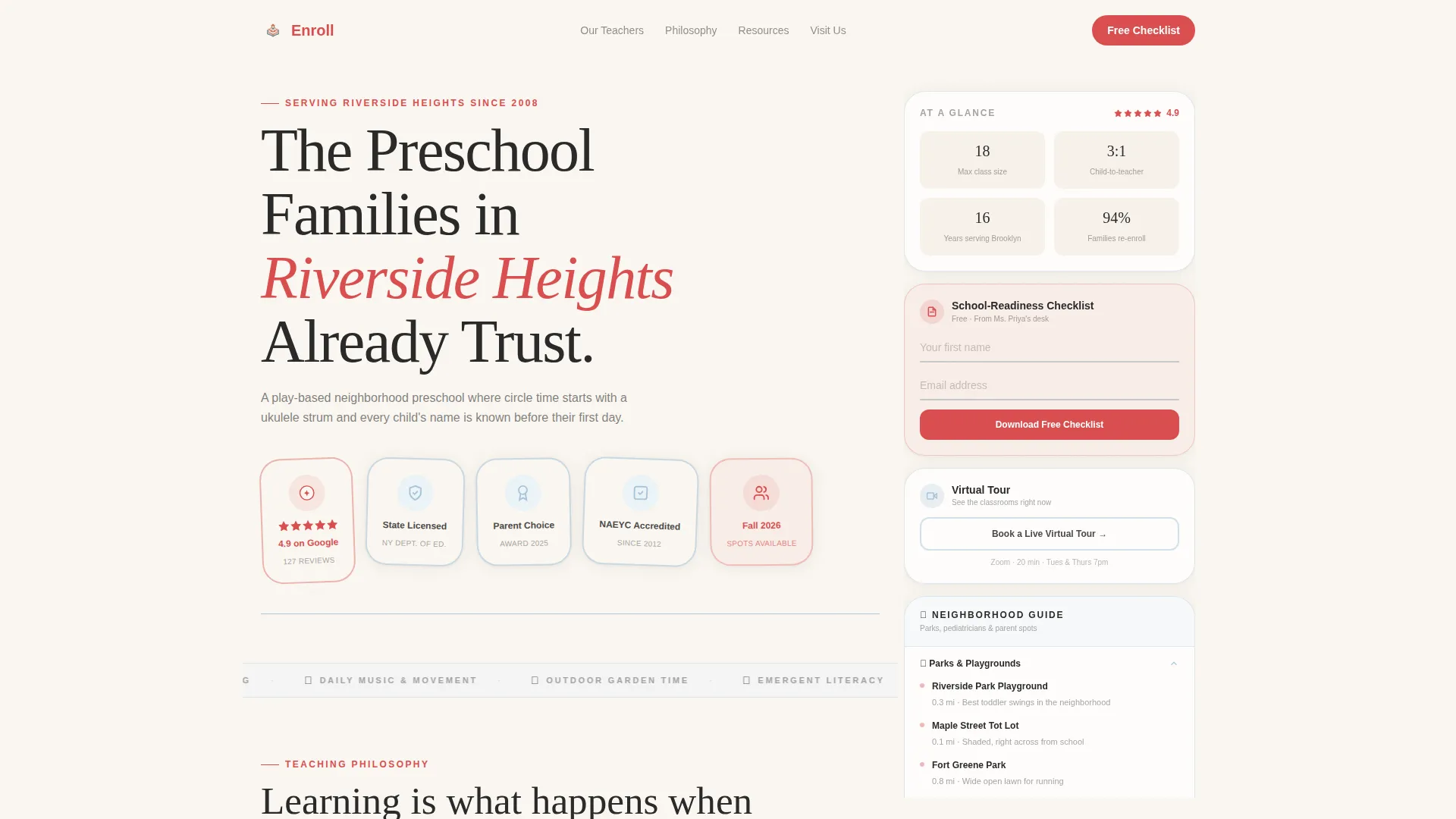 Certified Early Childhood Education Landing Page Template
