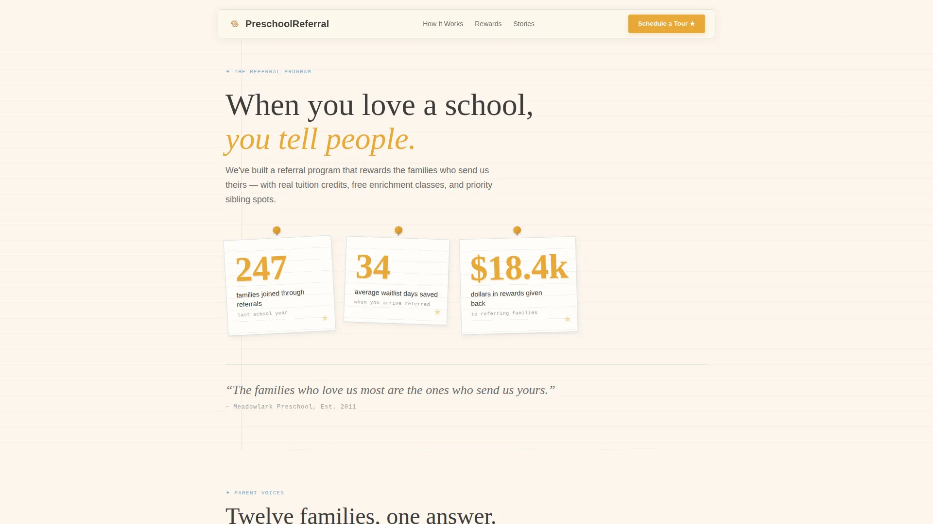 Preschool Referral Program Landing Page Template