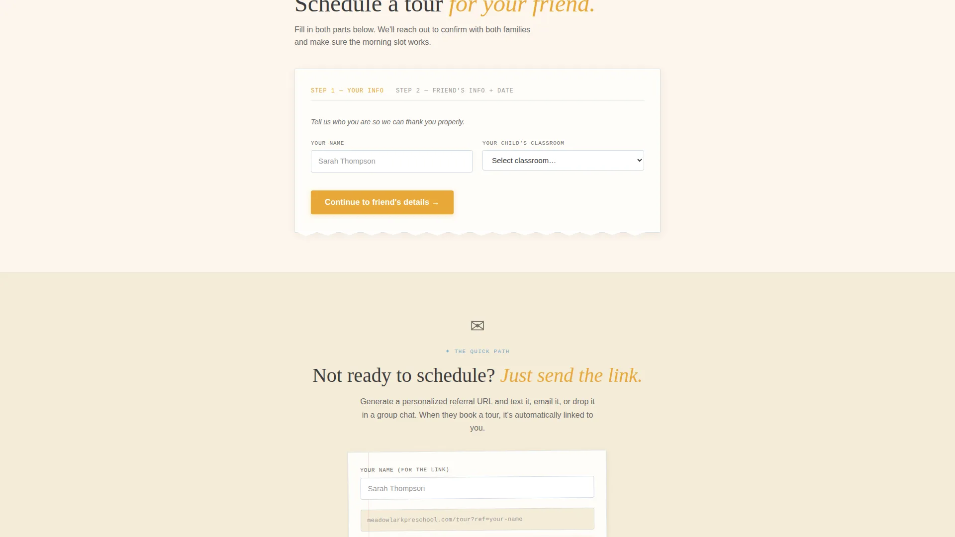 Preschool Referral Program Landing Page Template
