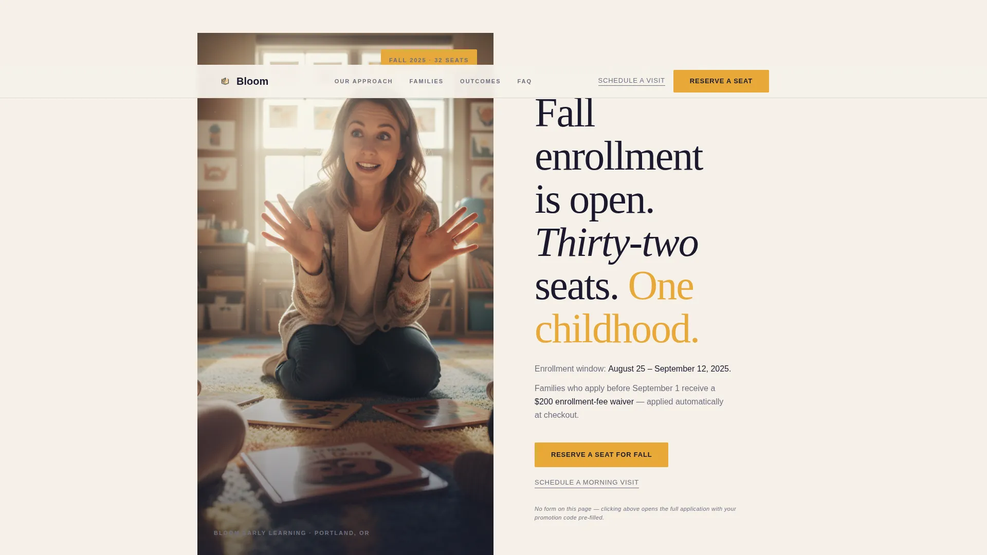 Preschool Enrollment Landing Page Template