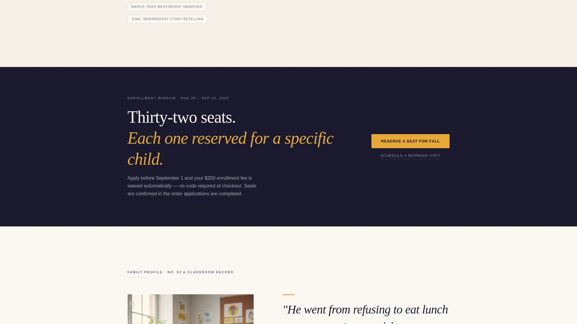 Preschool Enrollment Landing Page Template