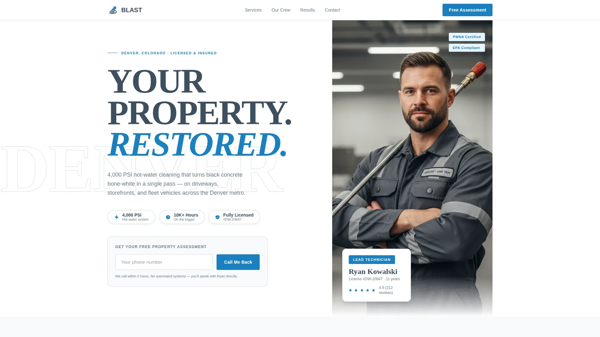 Pressure Washer Marketing Booking Website Template