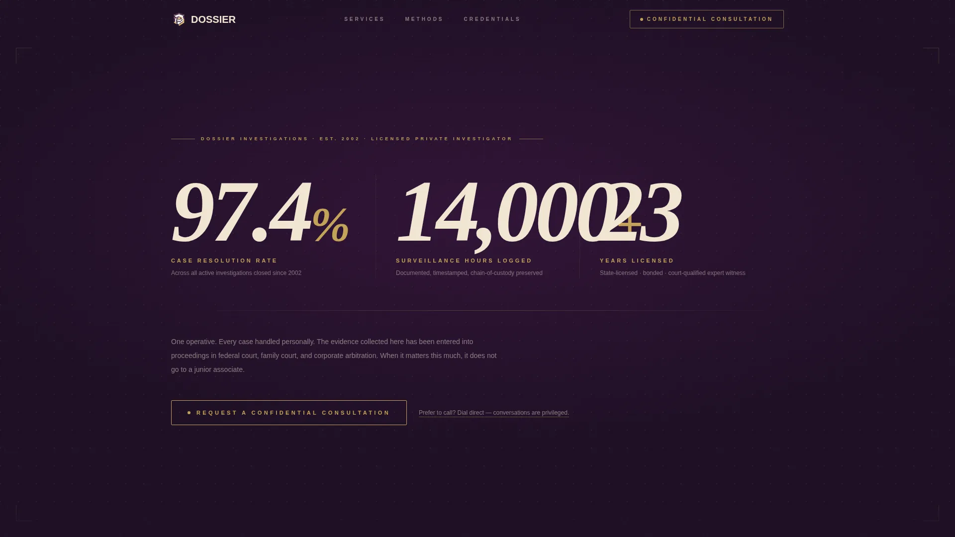 Private Investigation Landing Page Template