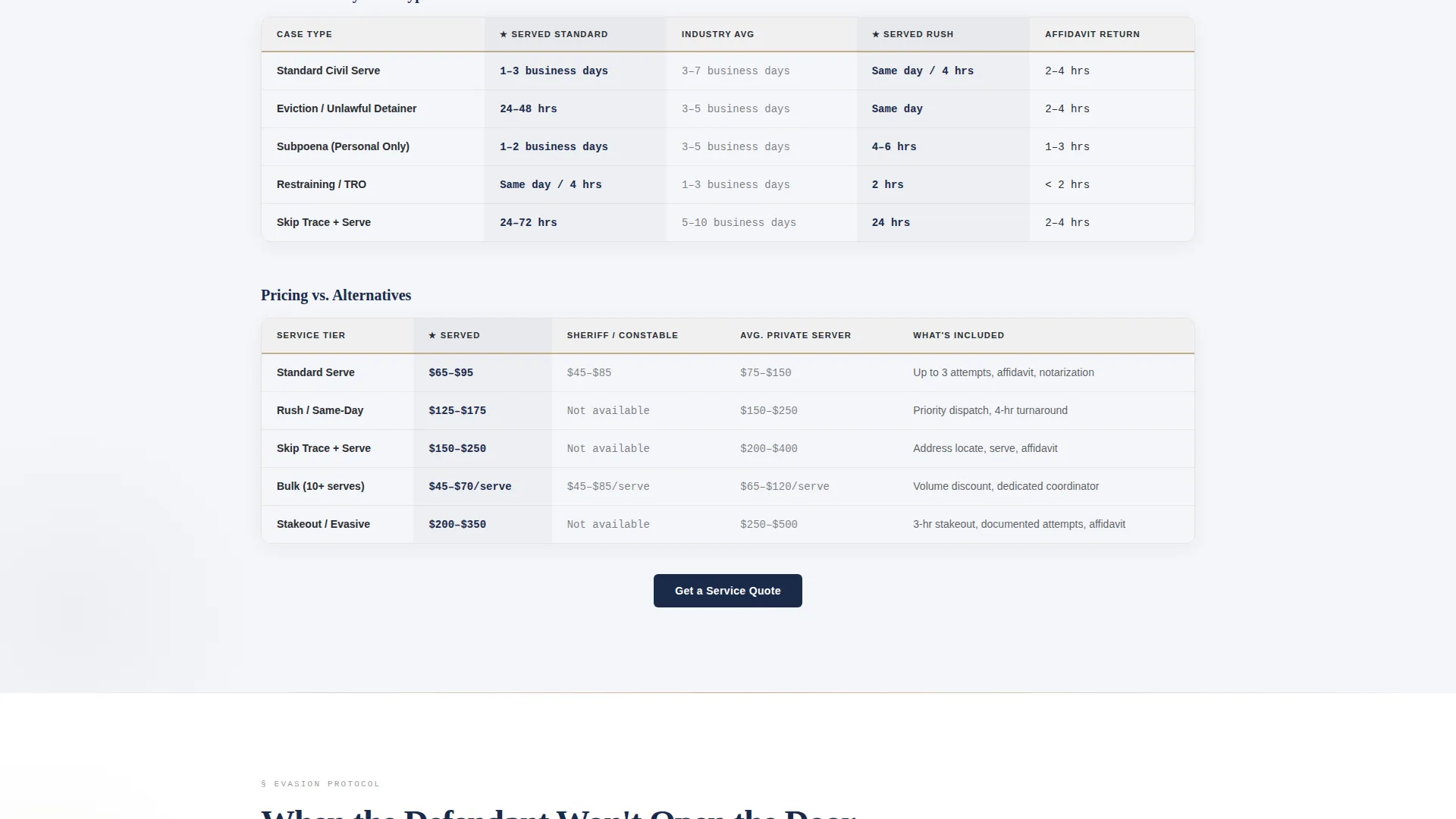 Process Server Landing Page Template