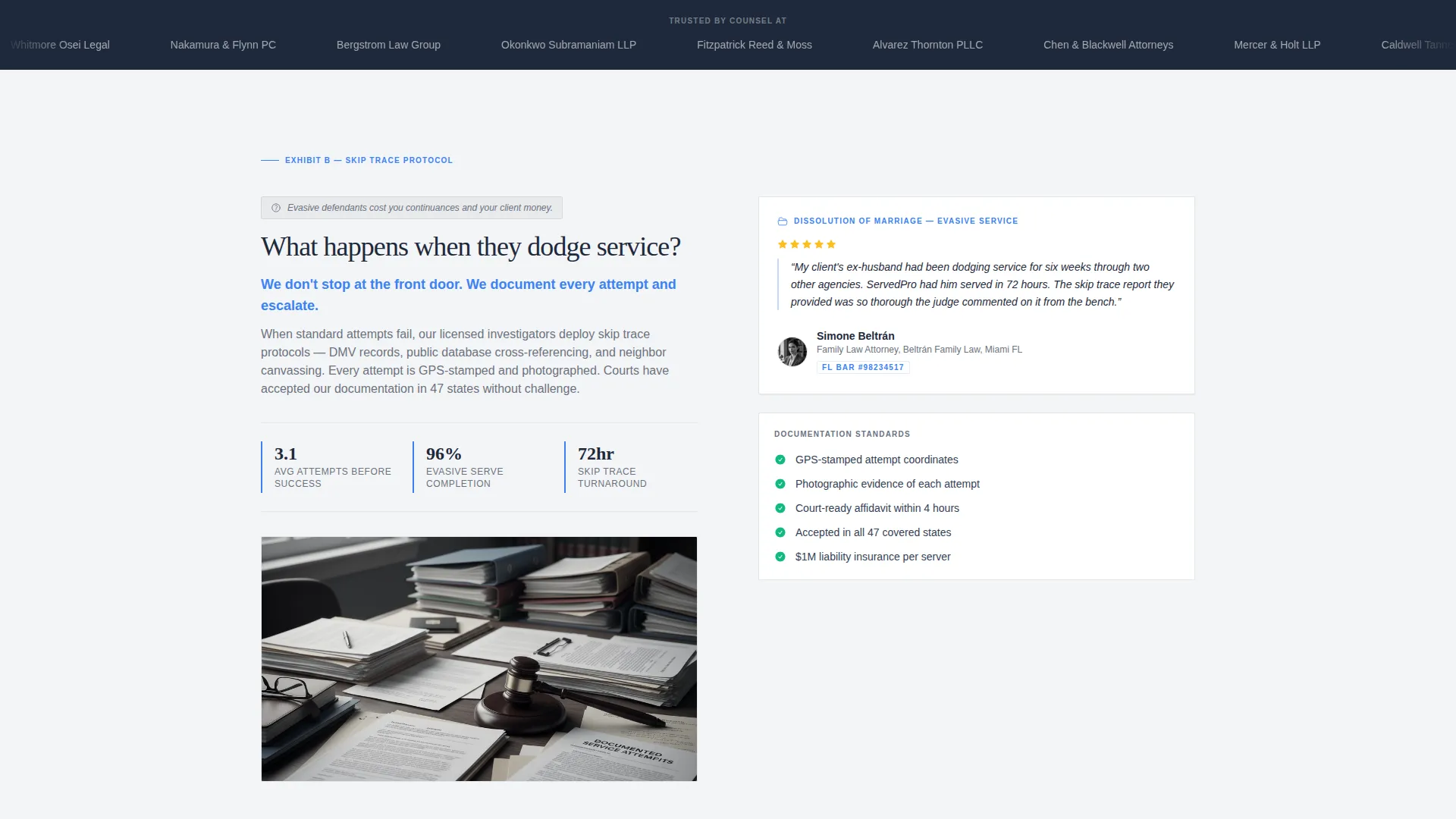 Process Server Landing Page Template for Law Firms